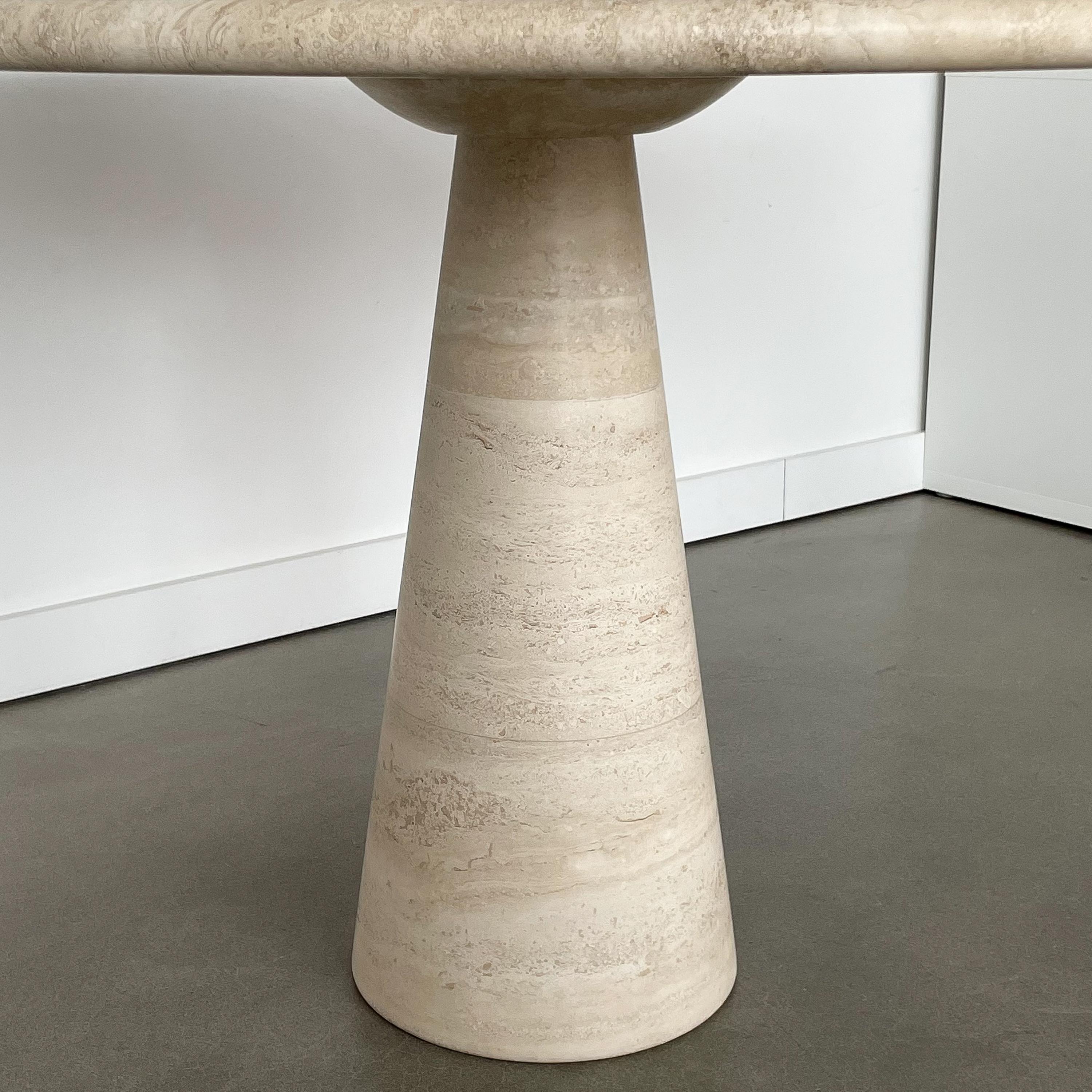 Angelo Mangiarotti Style Round Travertine Pedestal Dining Table 9