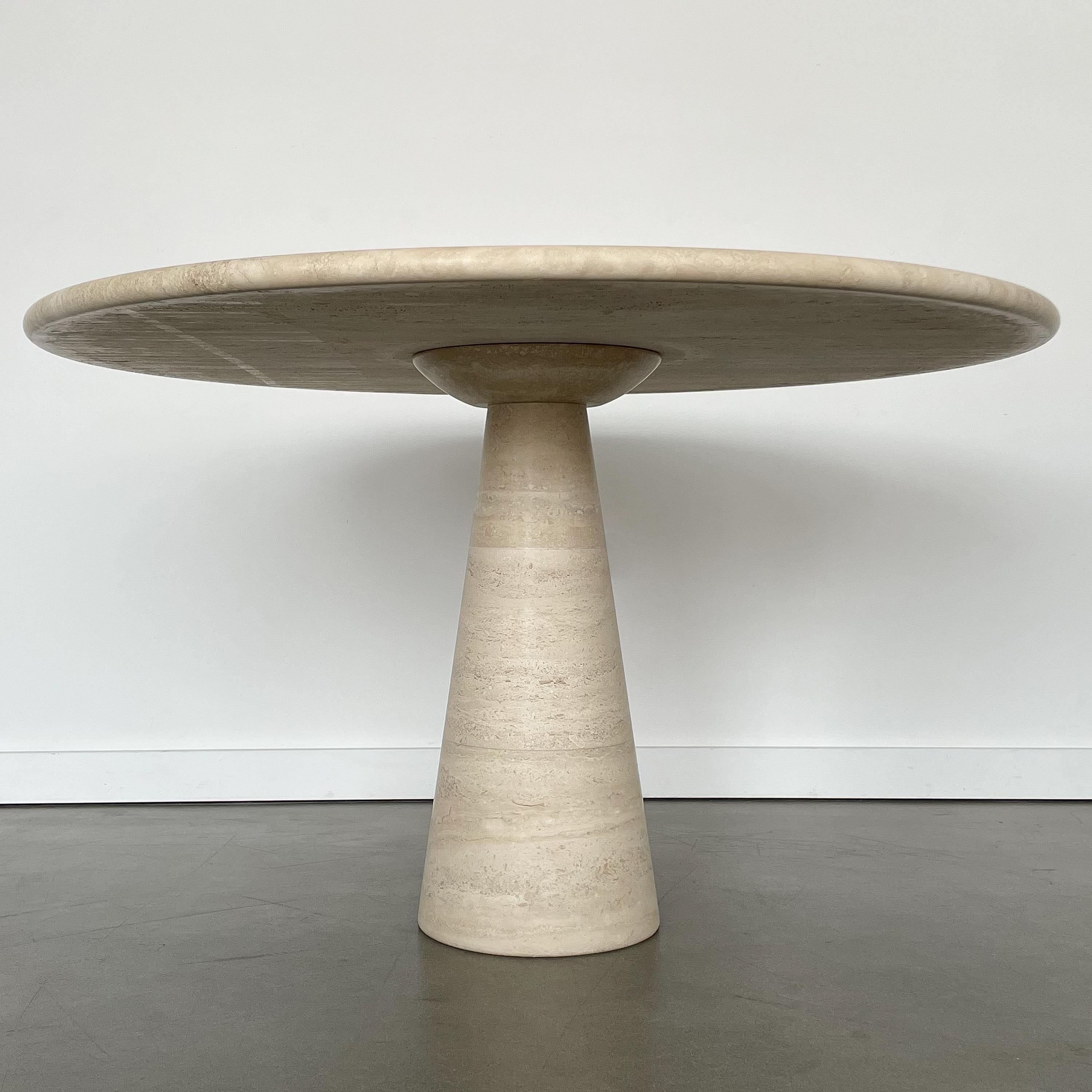 Angelo Mangiarotti Style Round Travertine Pedestal Dining Table 3