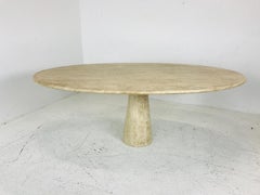 Angelo Mangiarotti Style Travertine Marble Oval Dining Table