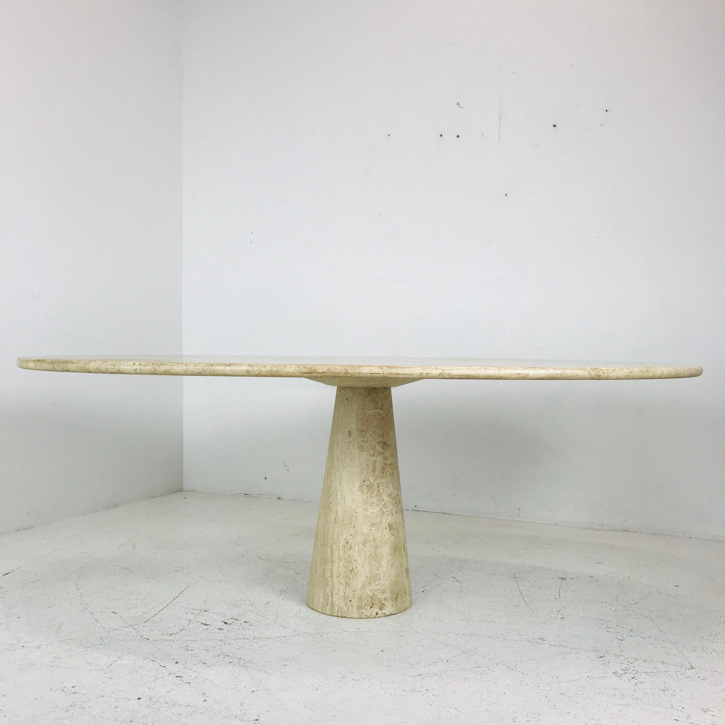 Angelo Mangiarotti Style Travertine Marble Oval Dining Table 3