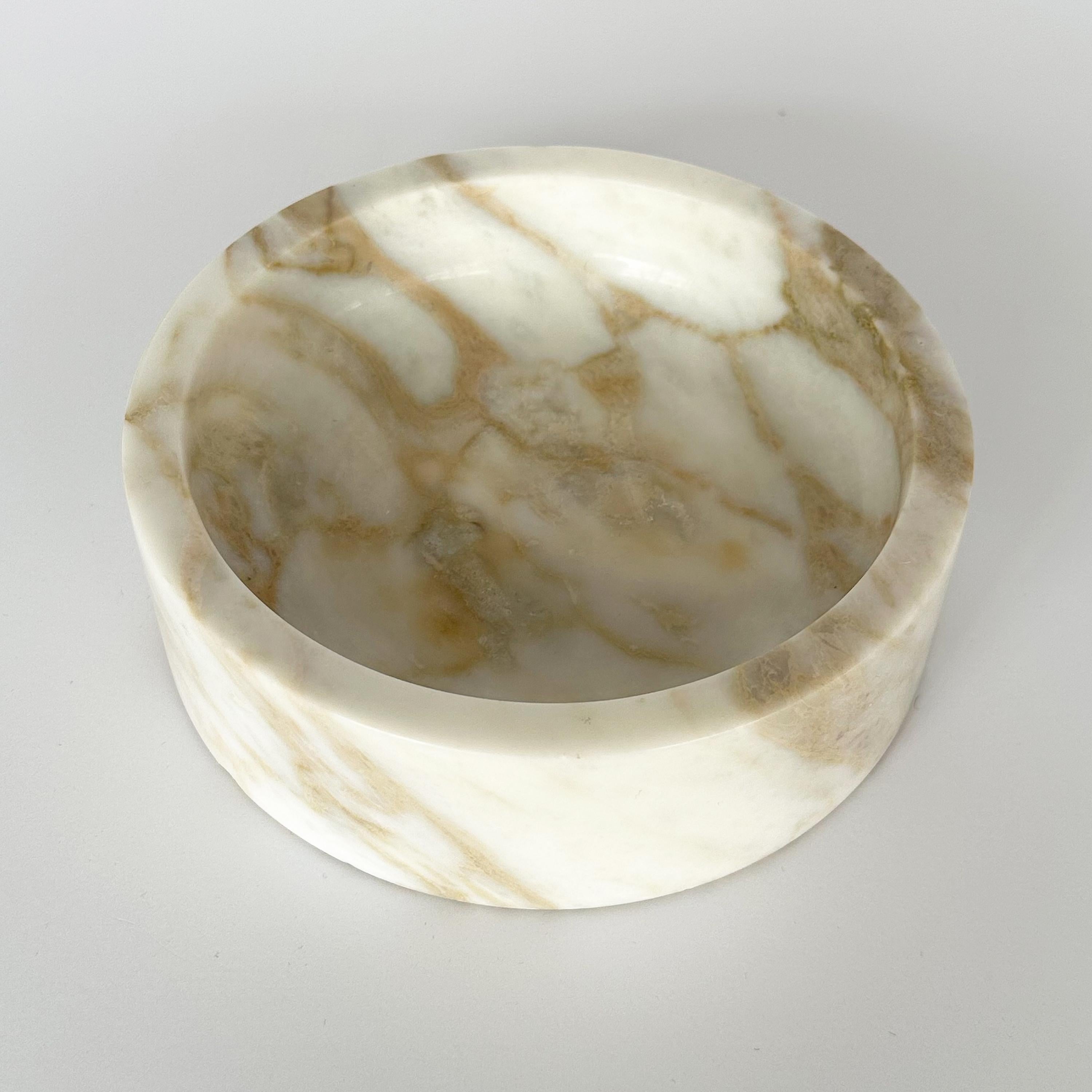 Mid-Century Modern Angelo Mangiarotti Style White Marble Bowl 