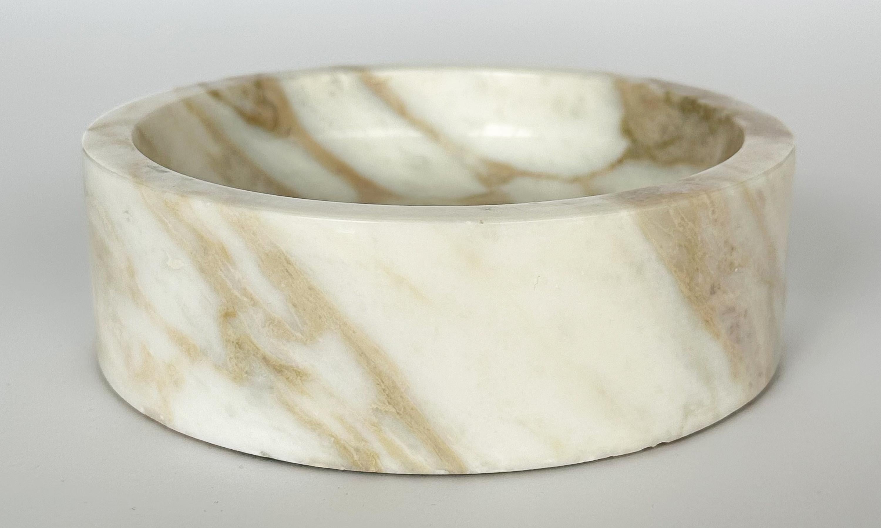 Italian Angelo Mangiarotti Style White Marble Bowl 