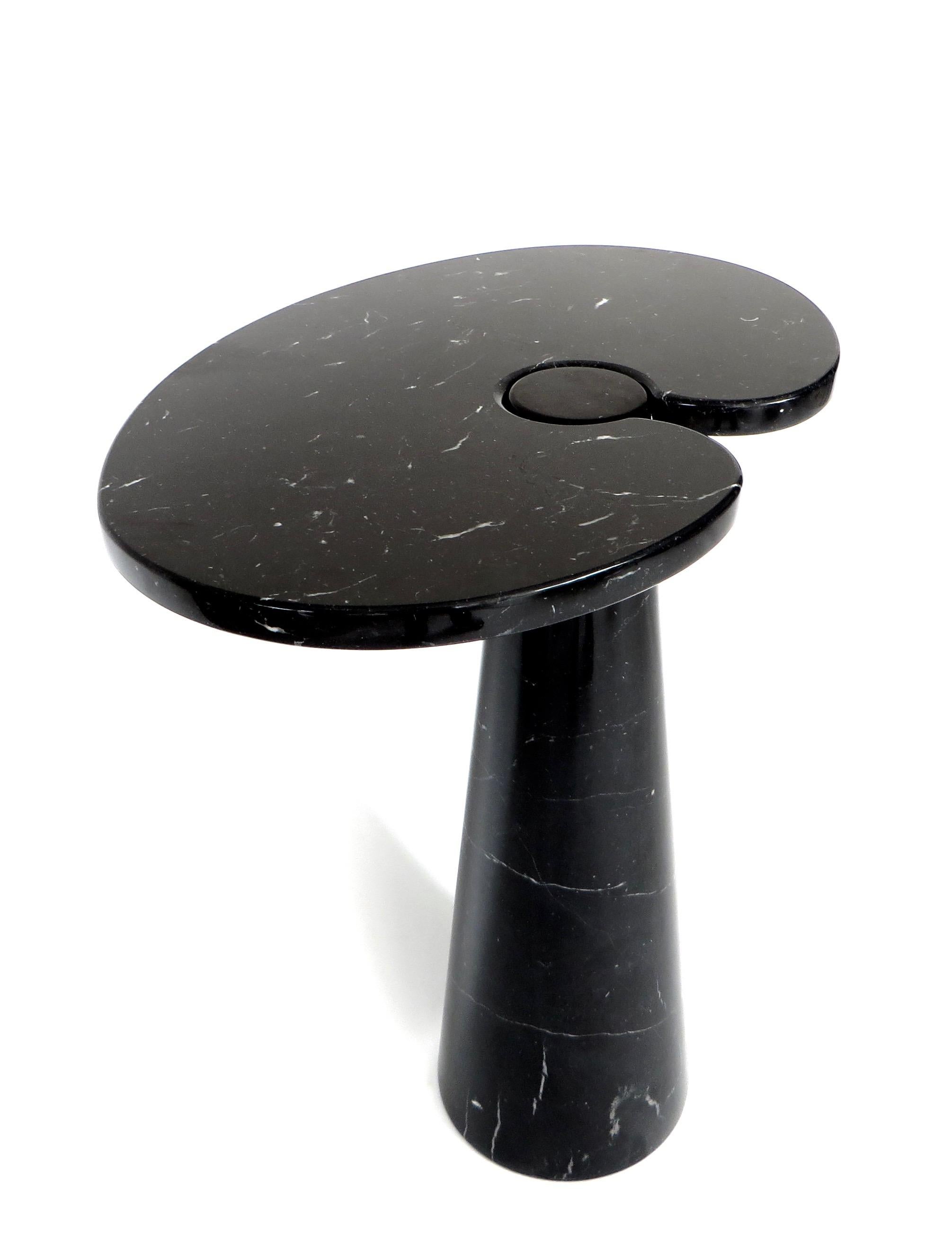 Mid-Century Modern Angelo Mangiarotti Tall Italian Side Table Eros Series Black Marquina Marble