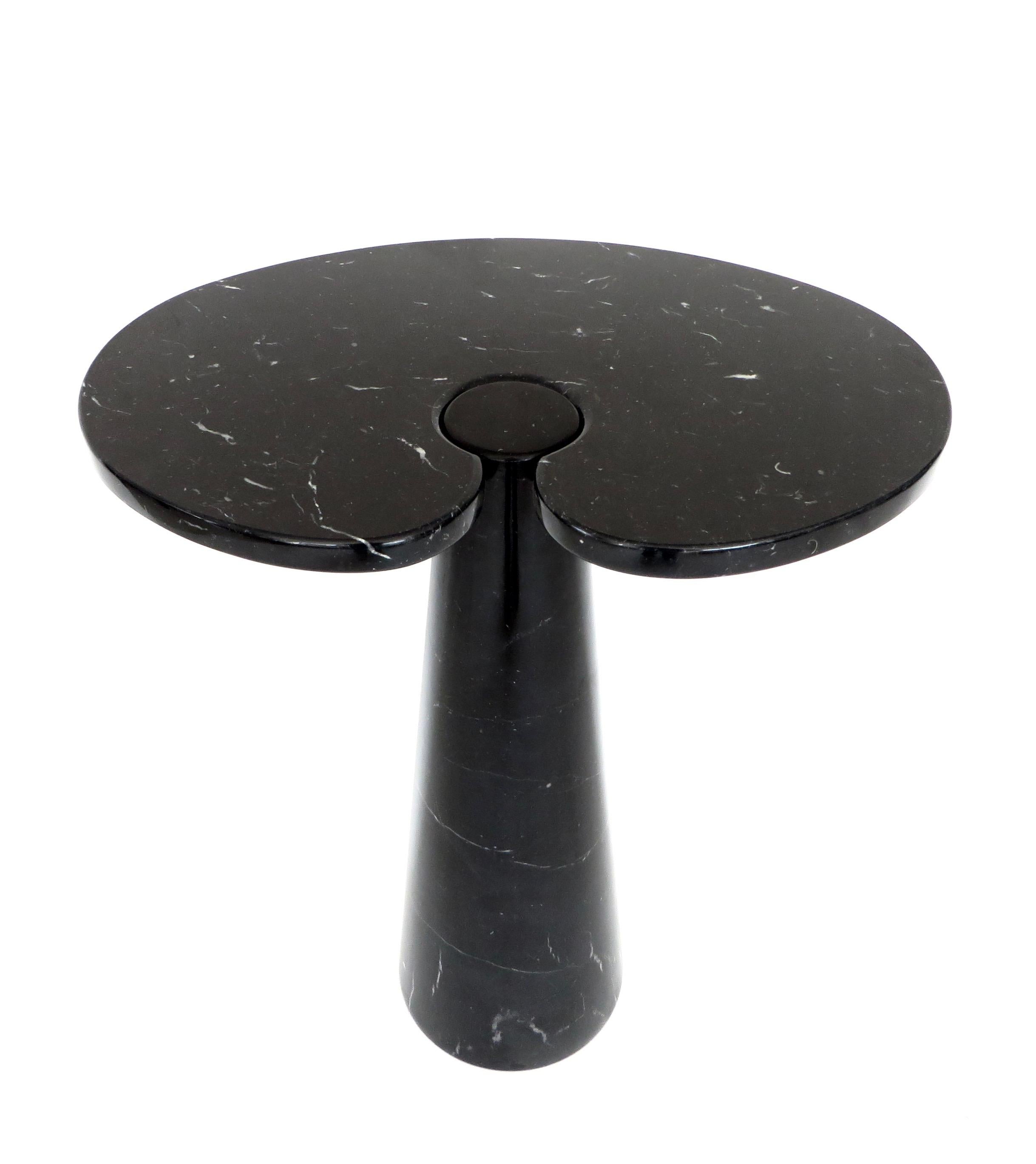 Angelo Mangiarotti Tall Italian Side Table Eros Series Black Marquina Marble In Excellent Condition In Chicago, IL