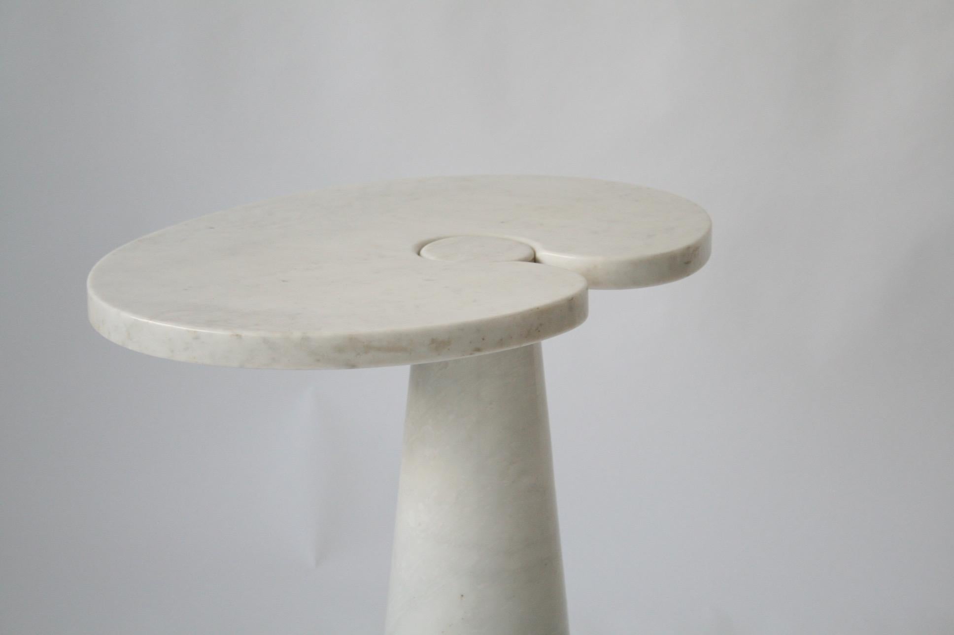 Mid-Century Modern Angelo Mangiarotti Tall Italian Side Table Eros Series White Carrara Marble