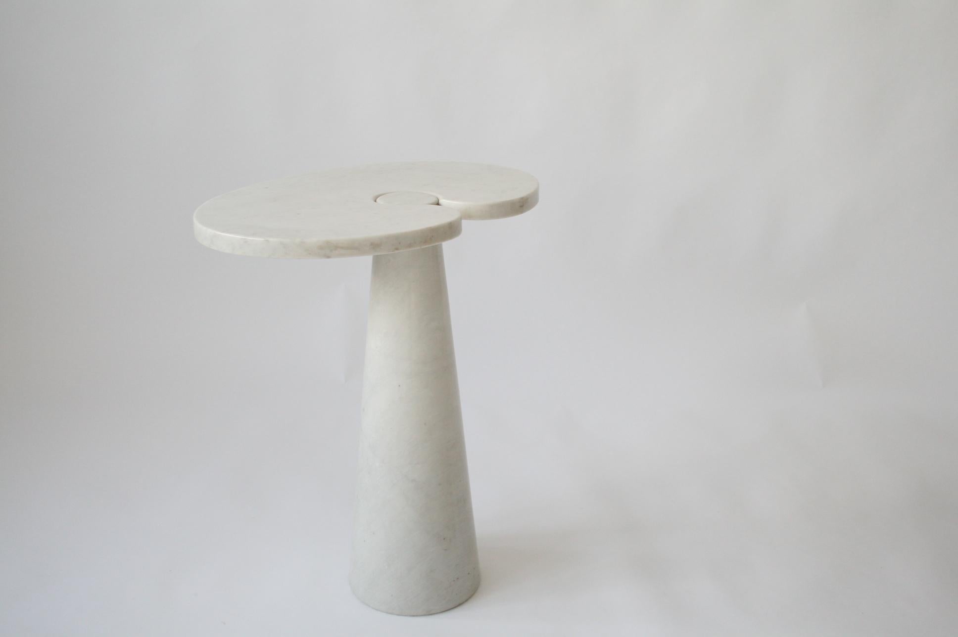 20th Century Angelo Mangiarotti Tall Italian Side Table Eros Series White Carrara Marble