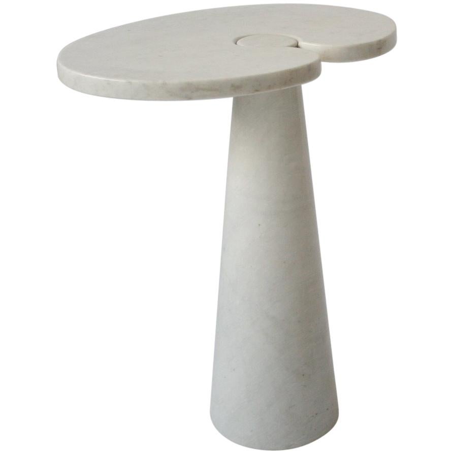 Angelo Mangiarotti Tall Italian Side Table Eros Series White Carrara Marble