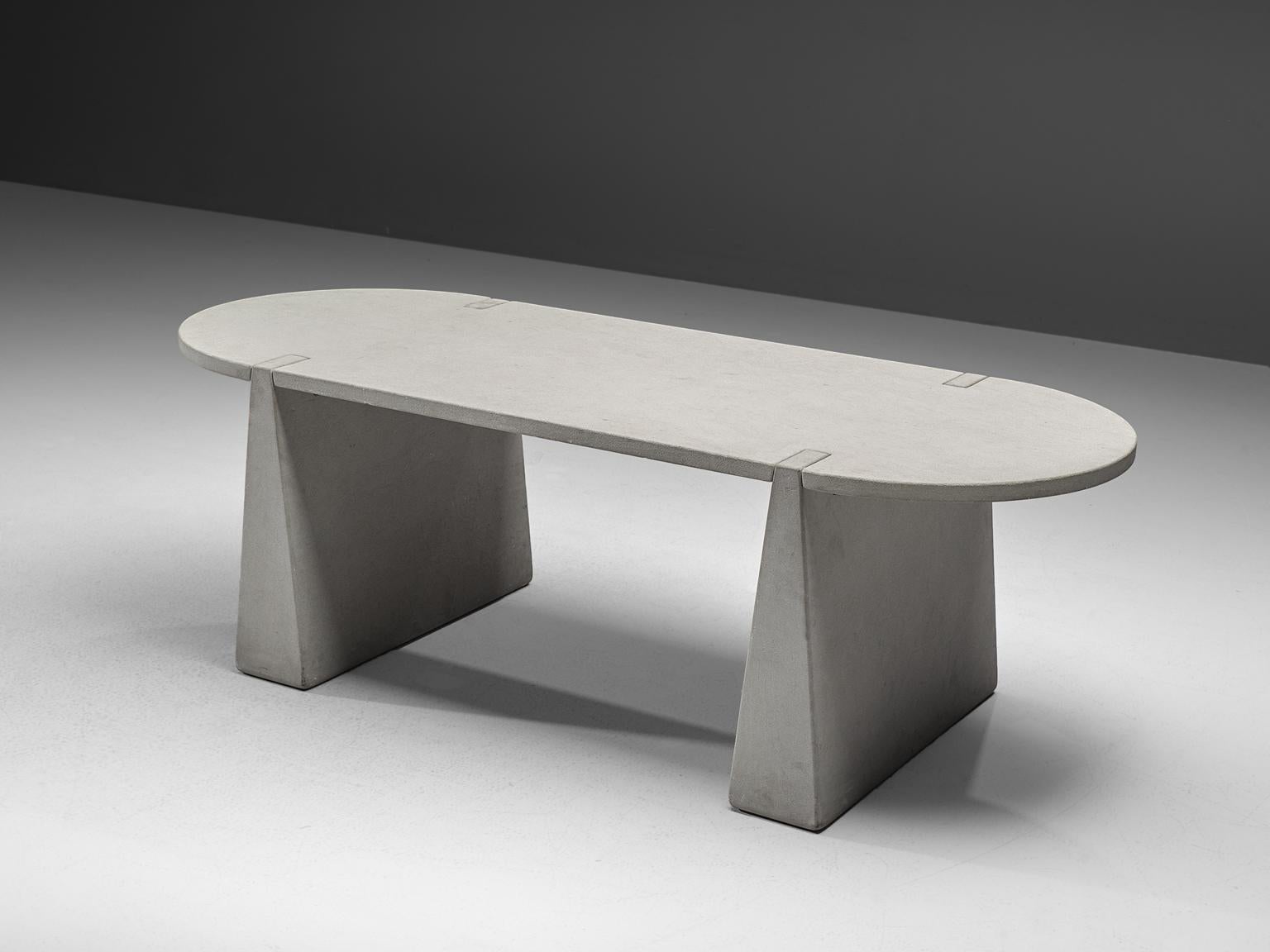 Angelo Mangiarotti, 'Tavolo Incas' dining table, Pietra Serena sandstone, Italy, circa 1978.

This sculptural table by Angelo Mangiarotti is a skilful example of postmodern design. The sturdy table shows a strong character due to its simplicity,