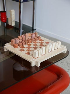 Jeu d'échecs en travertin Angelo Mangiarotti