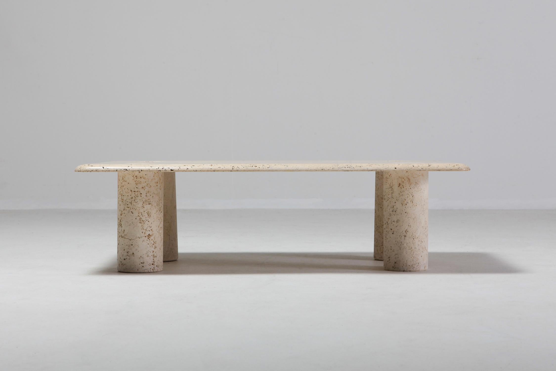 Angelo Mangiarotti Travertine Coffee Table for Up & Up In Excellent Condition In Antwerp, BE