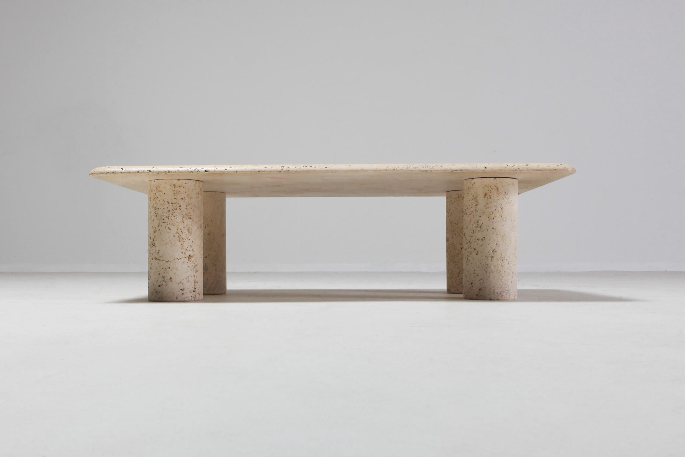 20th Century Angelo Mangiarotti Travertine Coffee Table for Up & Up