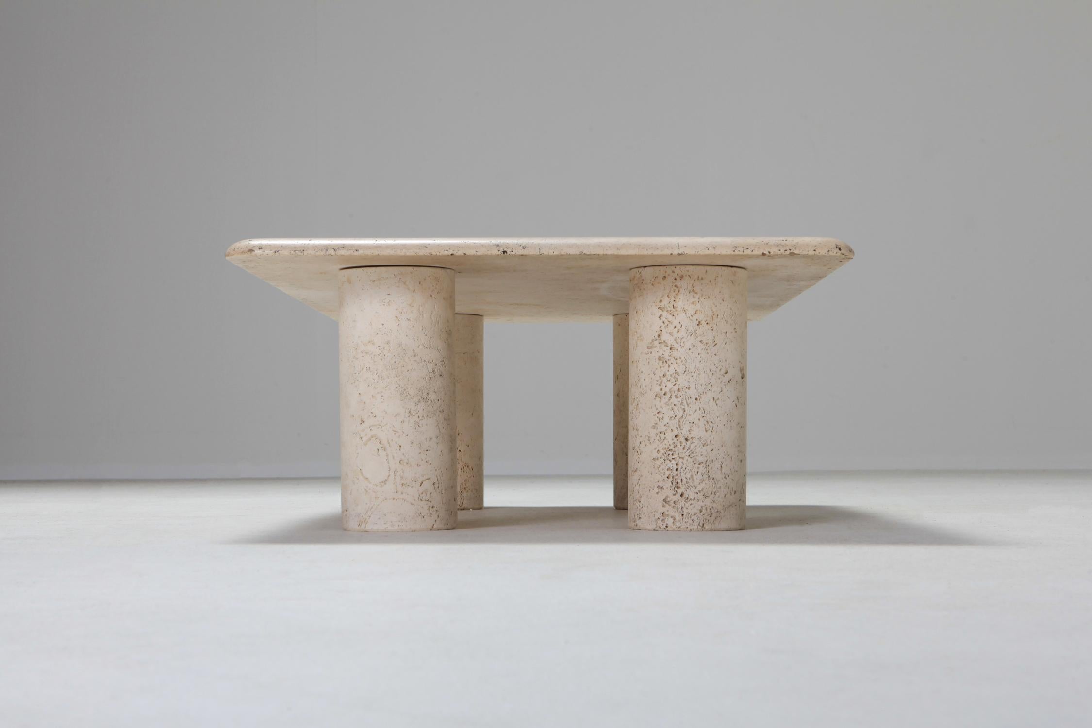 Angelo Mangiarotti Travertine Coffee Table for Up & Up 1