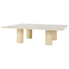 Angelo Mangiarotti Travertine Coffee Table for Up&Up, Italy, 1970s