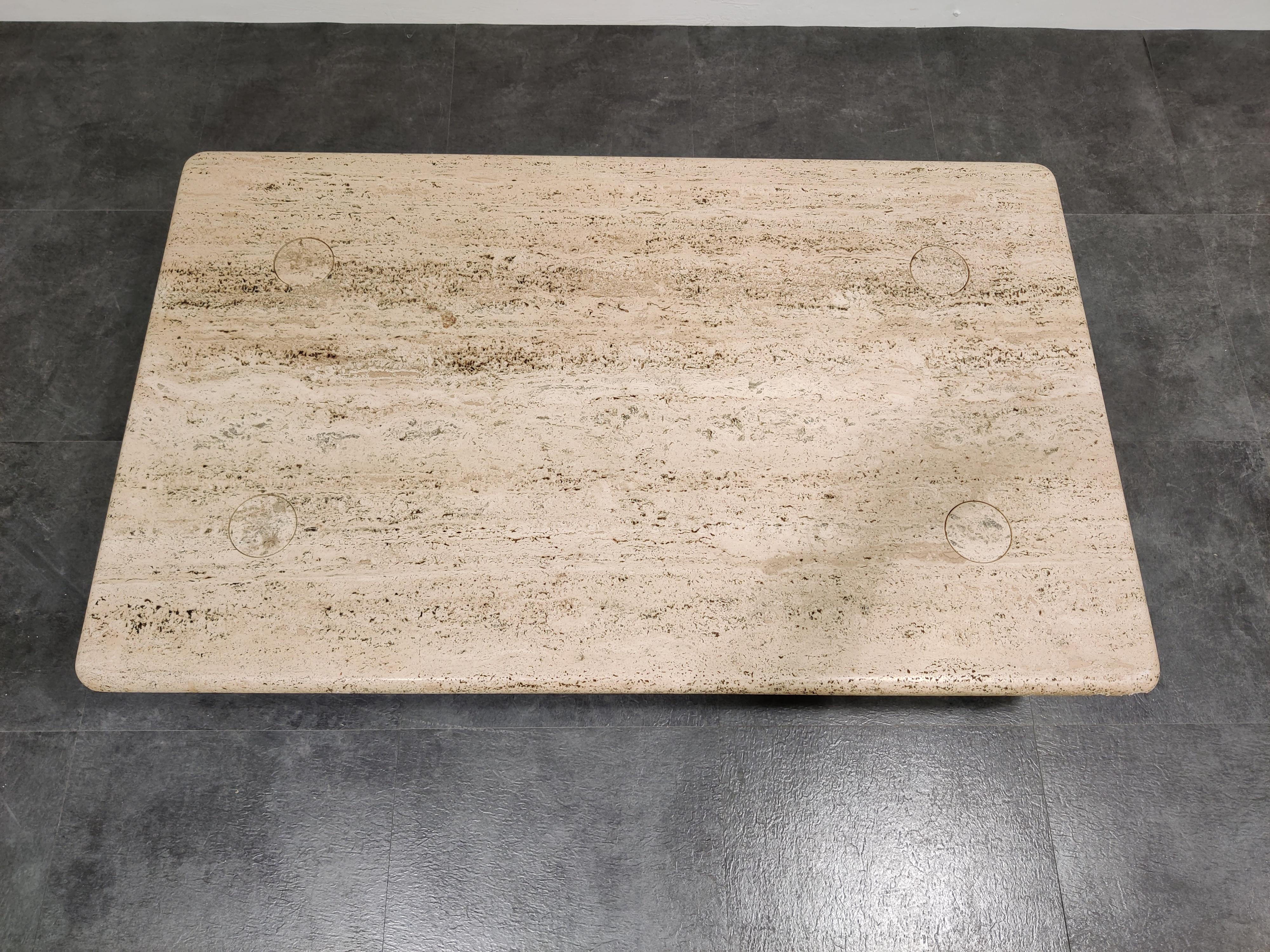 Angelo Mangiarotti Travertine Coffee Table for Up&Up, Italy 4