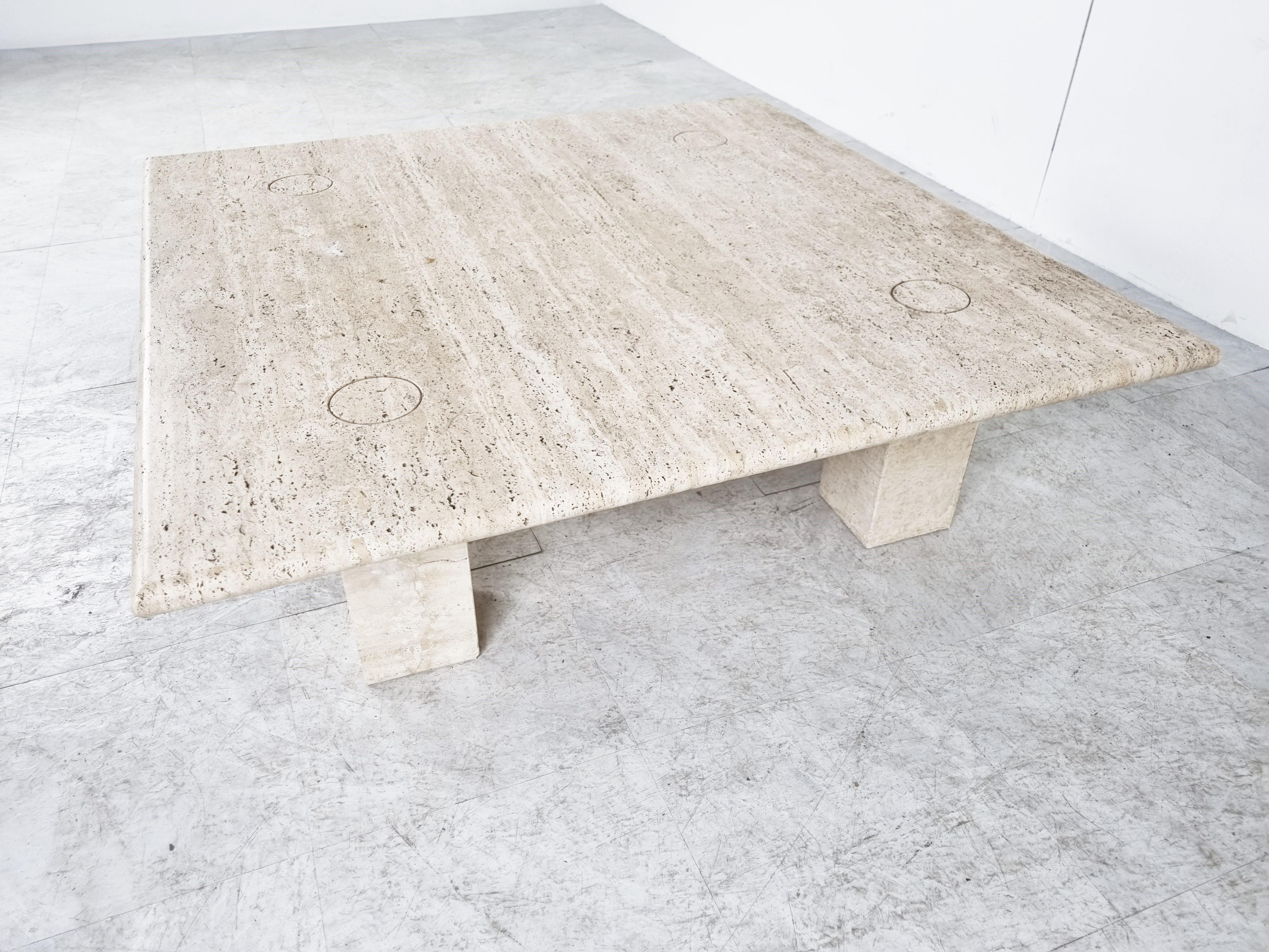 Angelo Mangiarotti Travertine Coffee Table for Up&Up, Italy 4