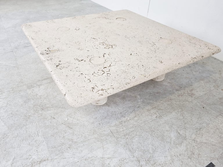Angelo Mangiarotti Travertine Coffee Table for Up&Up, Italy 8