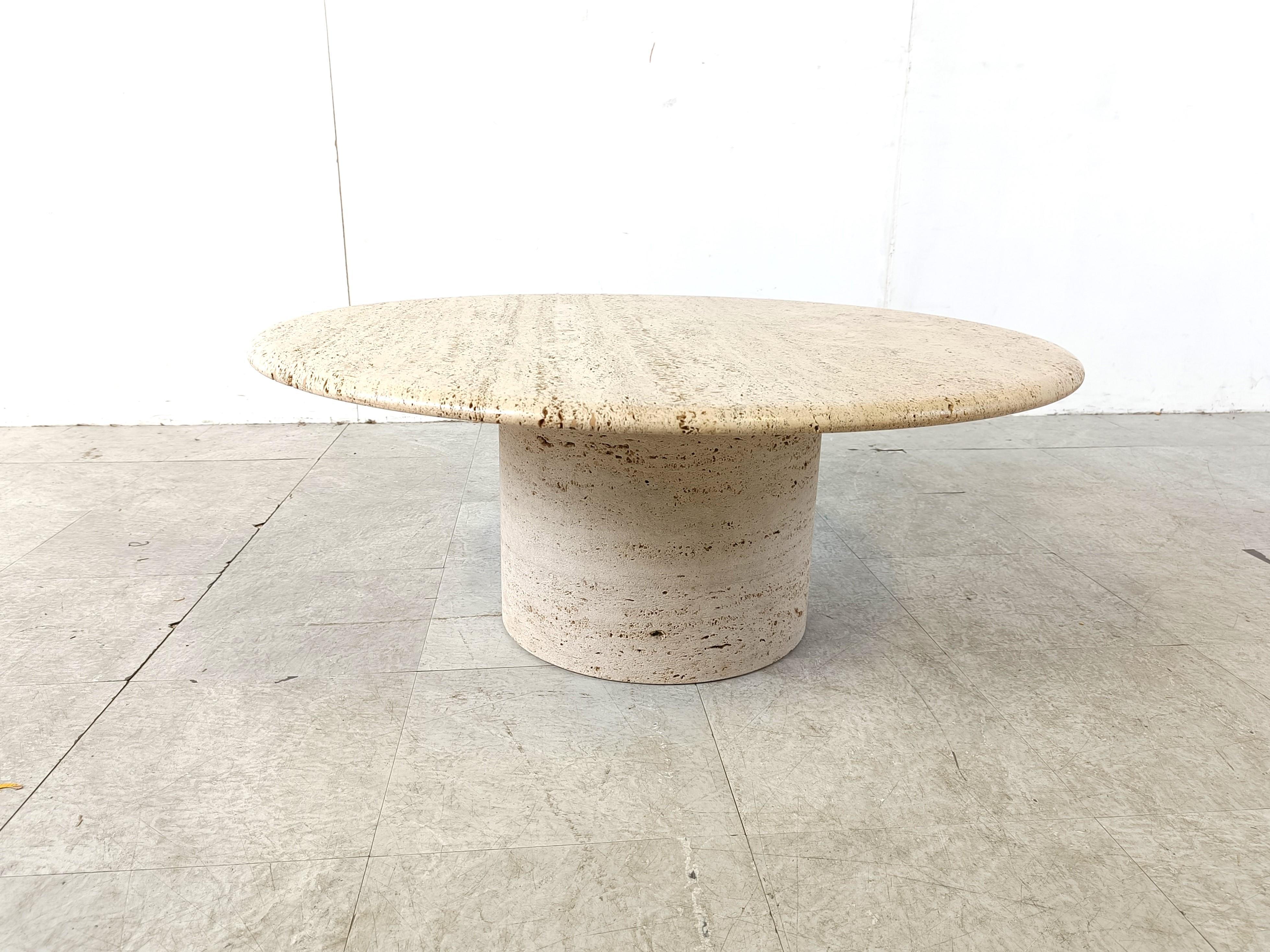 Mid-Century Modern Angelo Mangiarotti Travertine Coffee Table for Up&Up, Italy