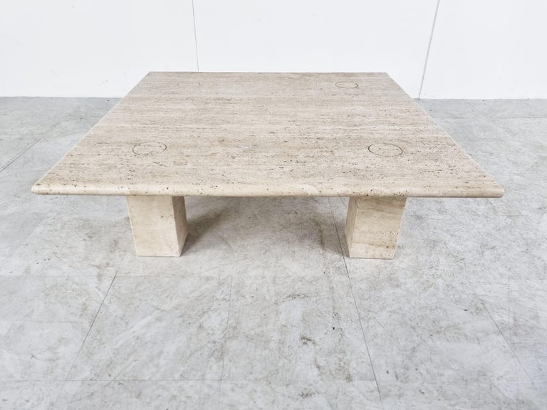 Italian Angelo Mangiarotti Travertine Coffee Table for Up&Up, Italy For Sale