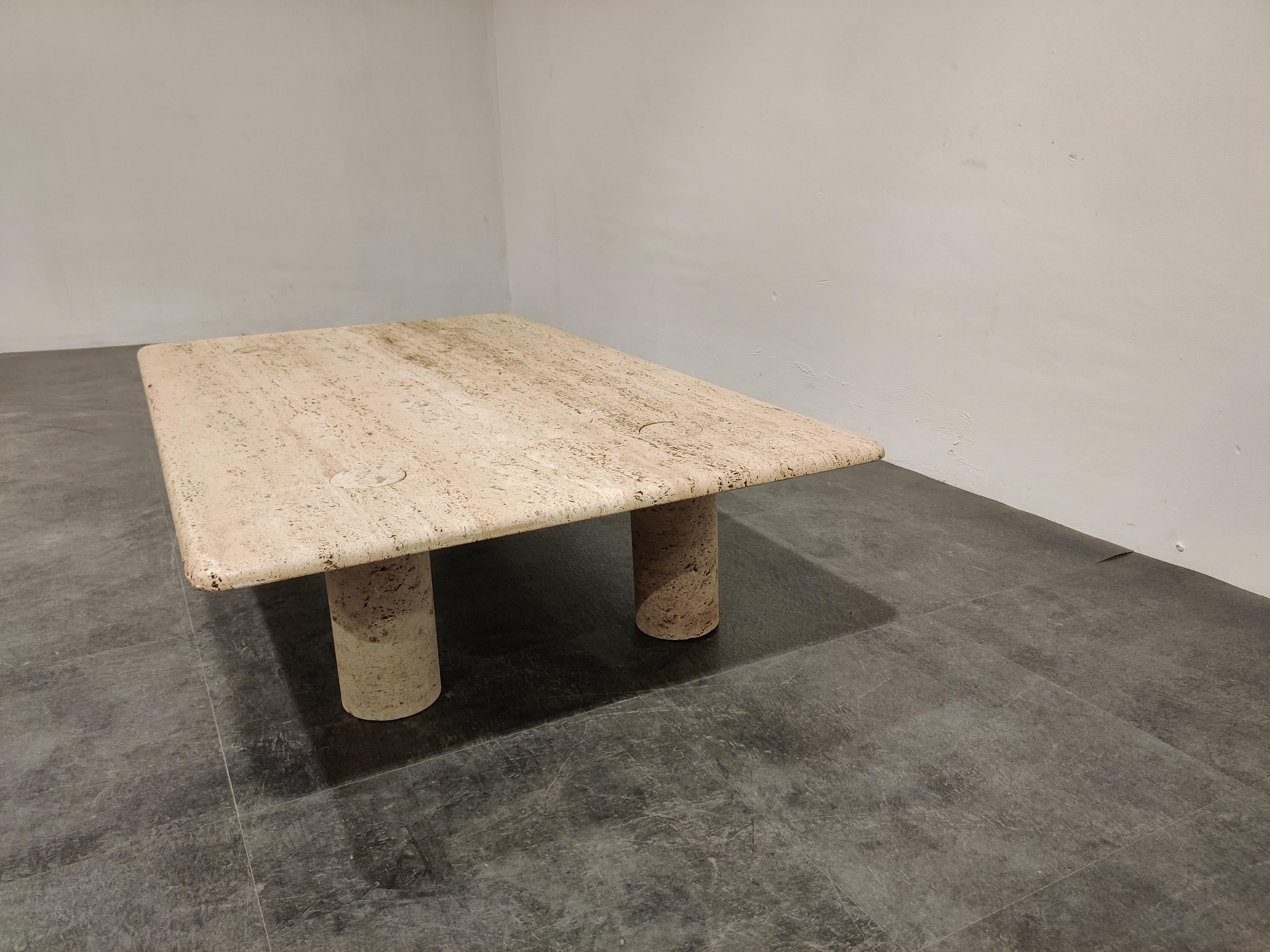 Angelo Mangiarotti Travertine Coffee Table for Up&Up, Italy In Good Condition In HEVERLEE, BE