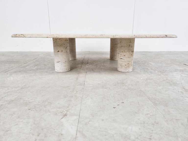 Angelo Mangiarotti Travertine Coffee Table for Up&Up, Italy 1