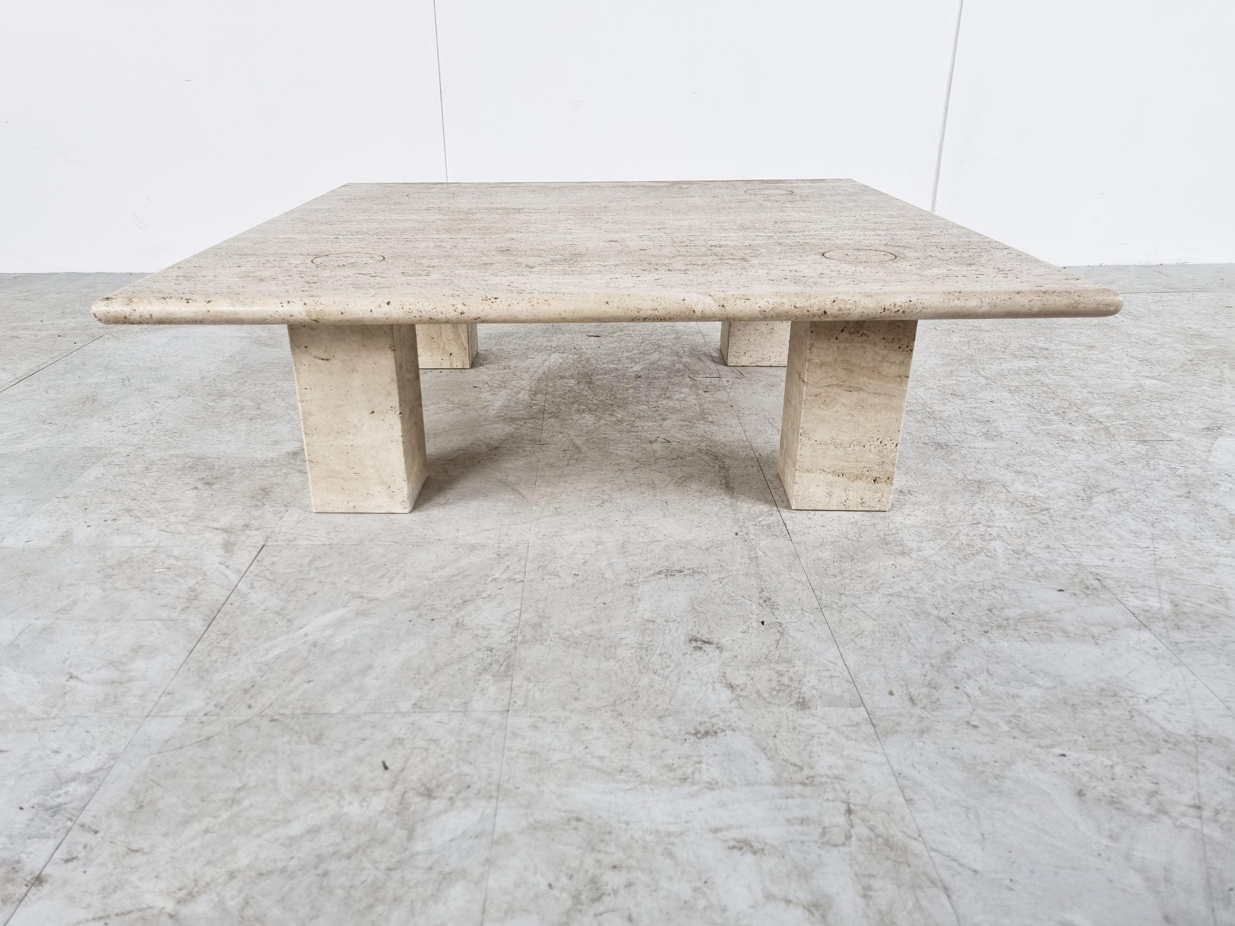 Angelo Mangiarotti Travertine Coffee Table for Up&Up, Italy In Good Condition In HEVERLEE, BE