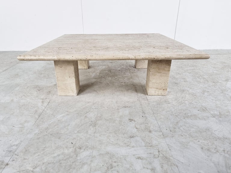 Angelo Mangiarotti Travertine Coffee Table for Up&Up, Italy In Good Condition For Sale In Ottenburg, BE