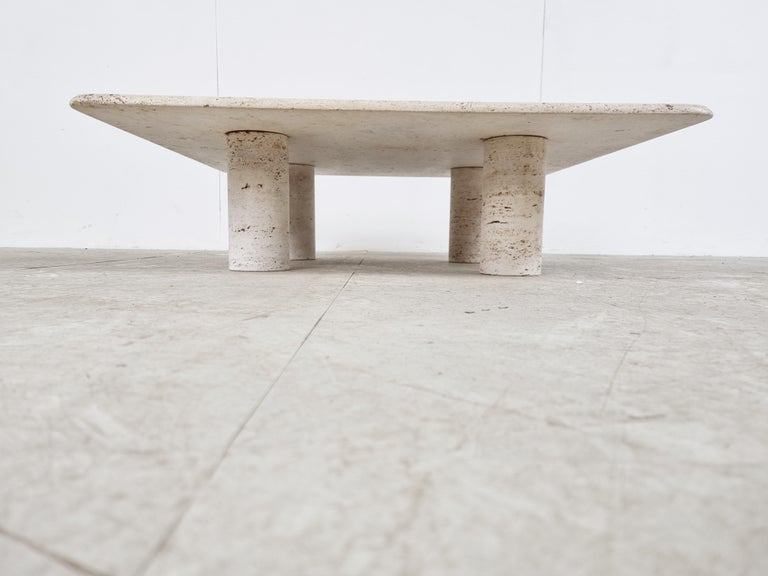 Angelo Mangiarotti Travertine Coffee Table for Up&Up, Italy 2
