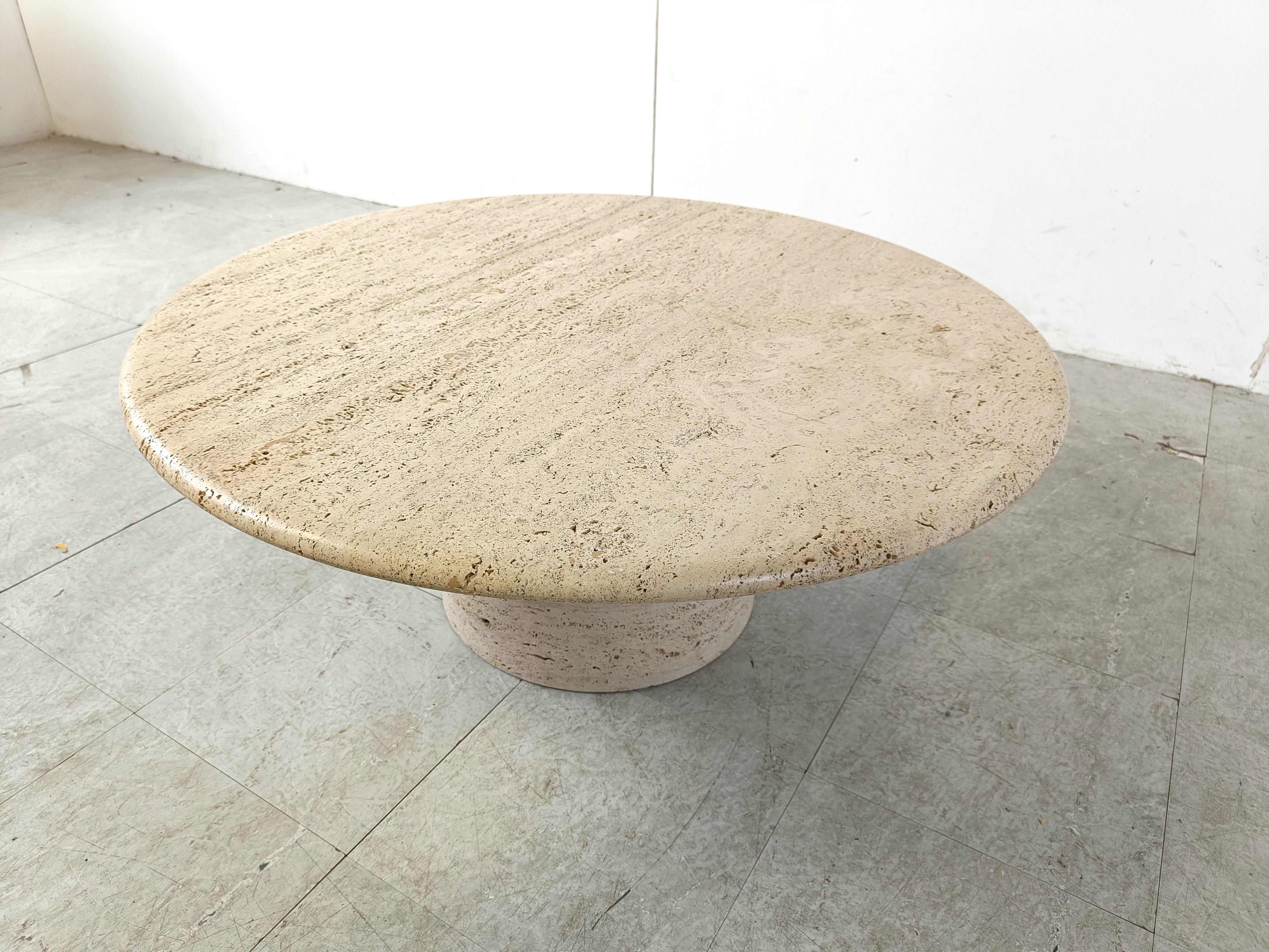 Late 20th Century Angelo Mangiarotti Travertine Coffee Table for Up&Up, Italy