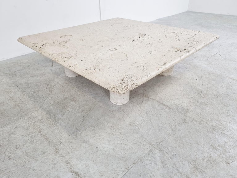 Angelo Mangiarotti Travertine Coffee Table for Up&Up, Italy 3