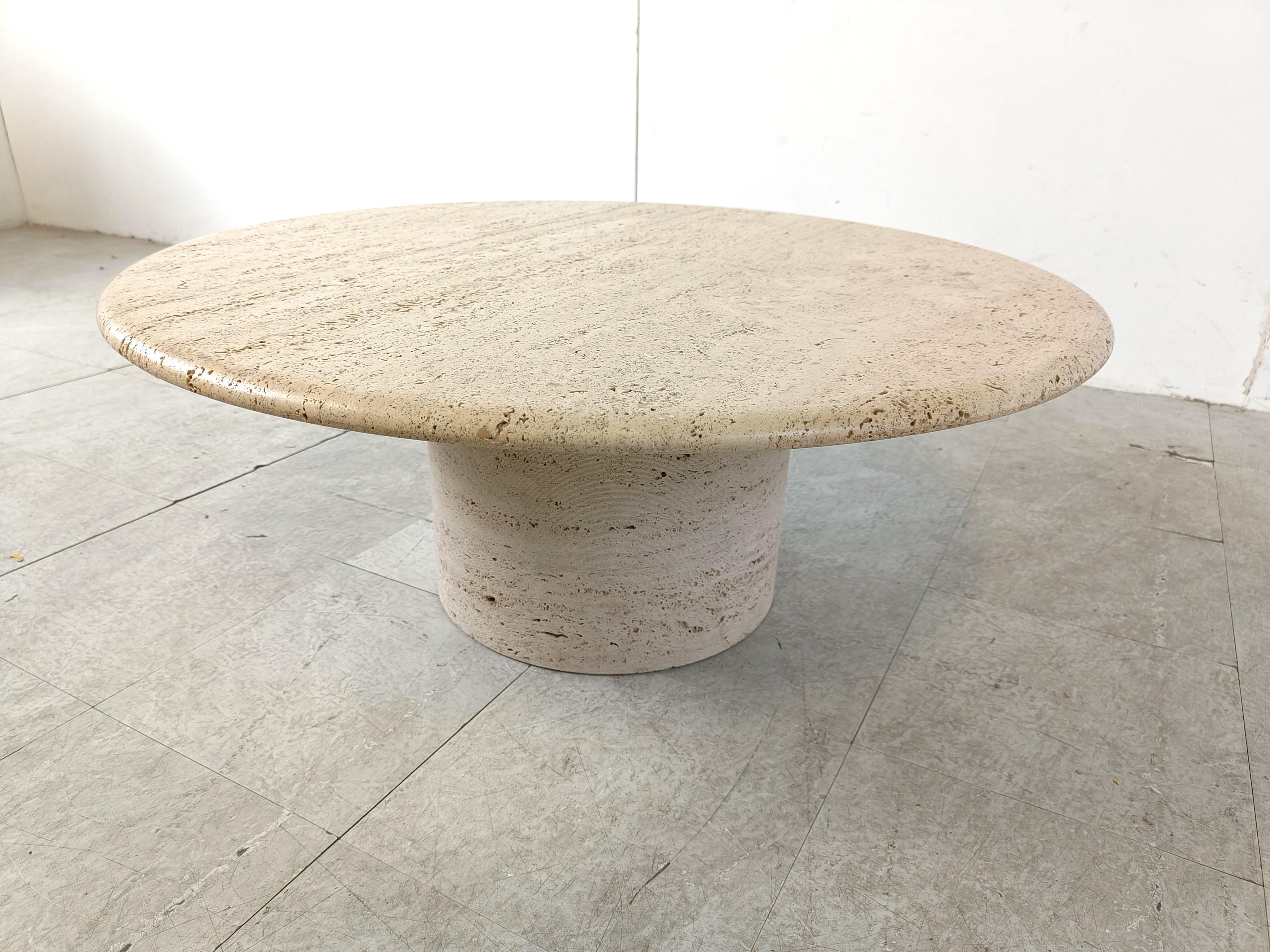 Angelo Mangiarotti Travertine Coffee Table for Up&Up, Italy 1