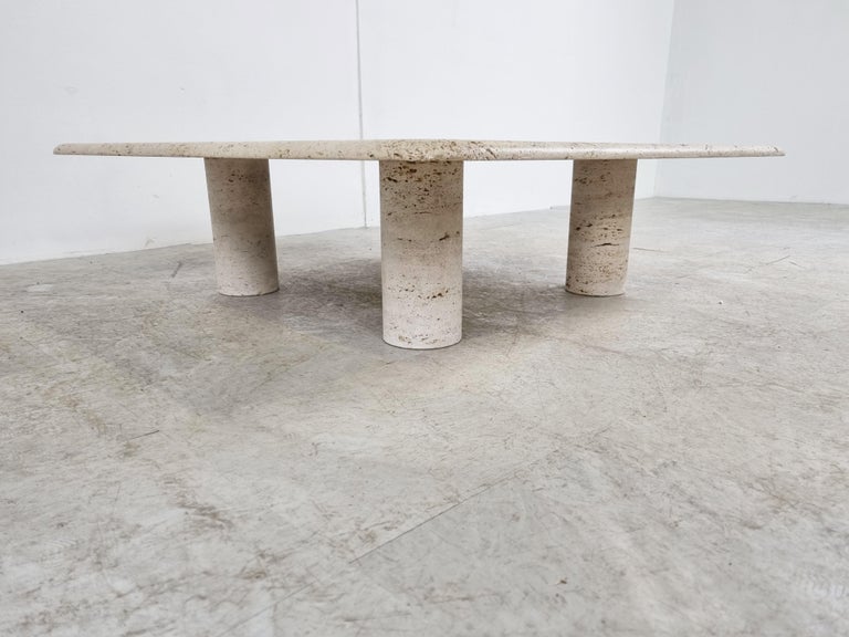 Angelo Mangiarotti Travertine Coffee Table for Up&Up, Italy 4