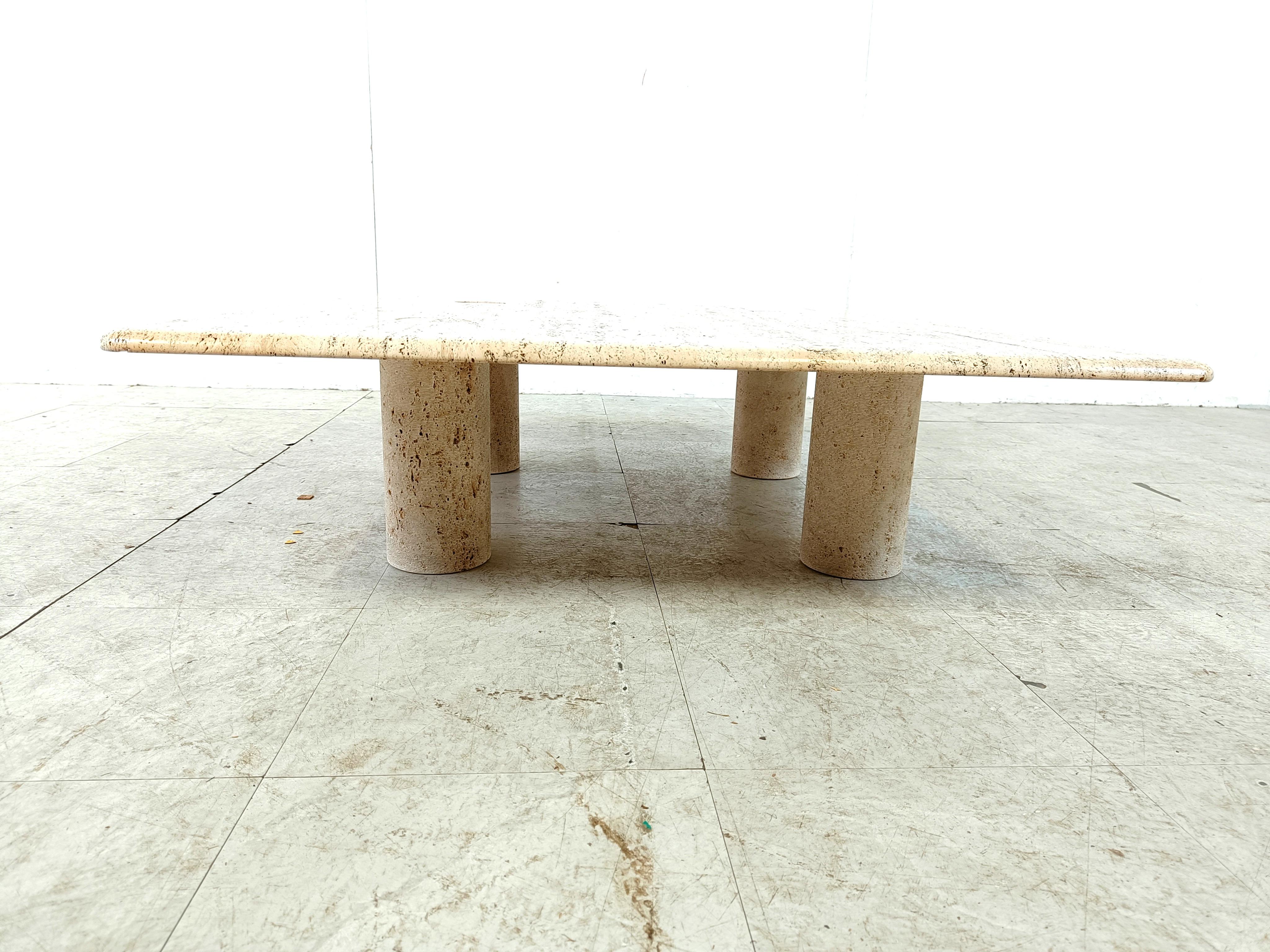 Angelo Mangiarotti Travertine Coffee Table for Up&Up, Italy For Sale 2