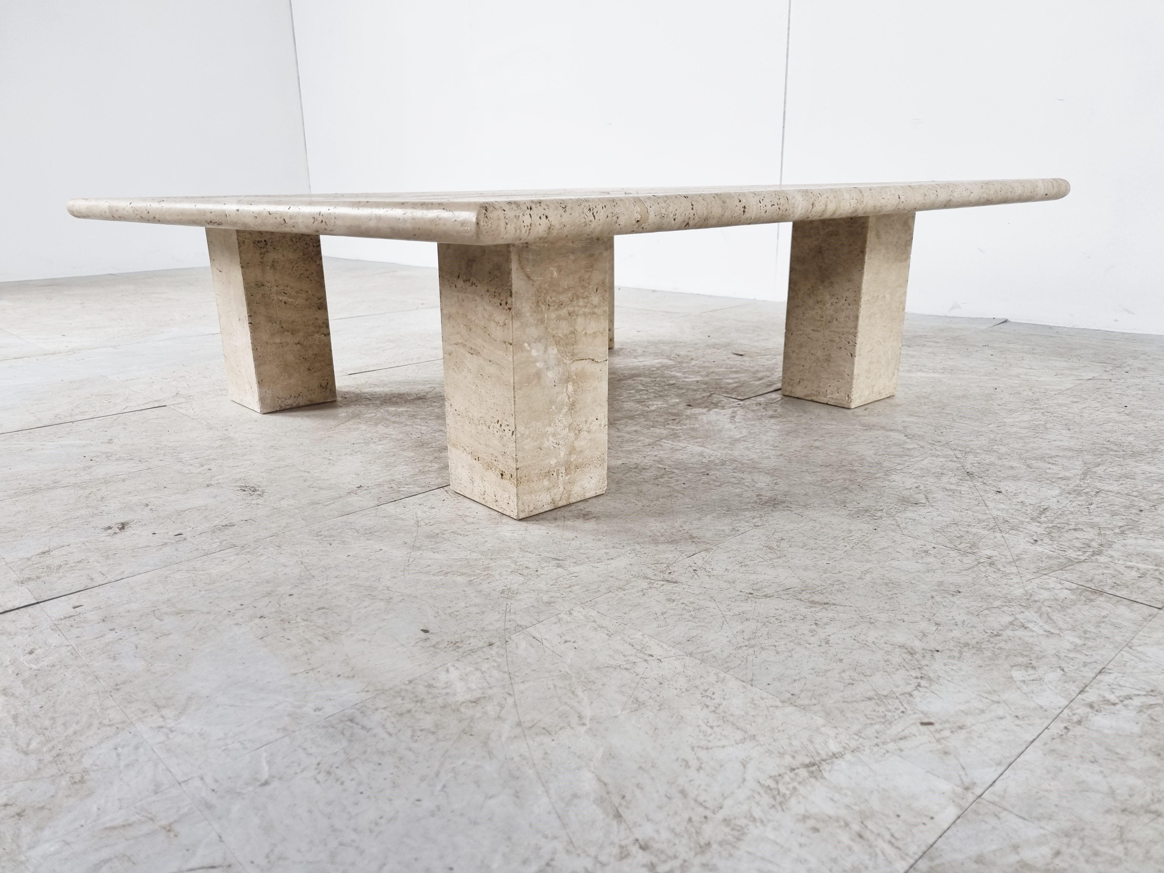 Angelo Mangiarotti Travertine Coffee Table for Up&Up, Italy 3