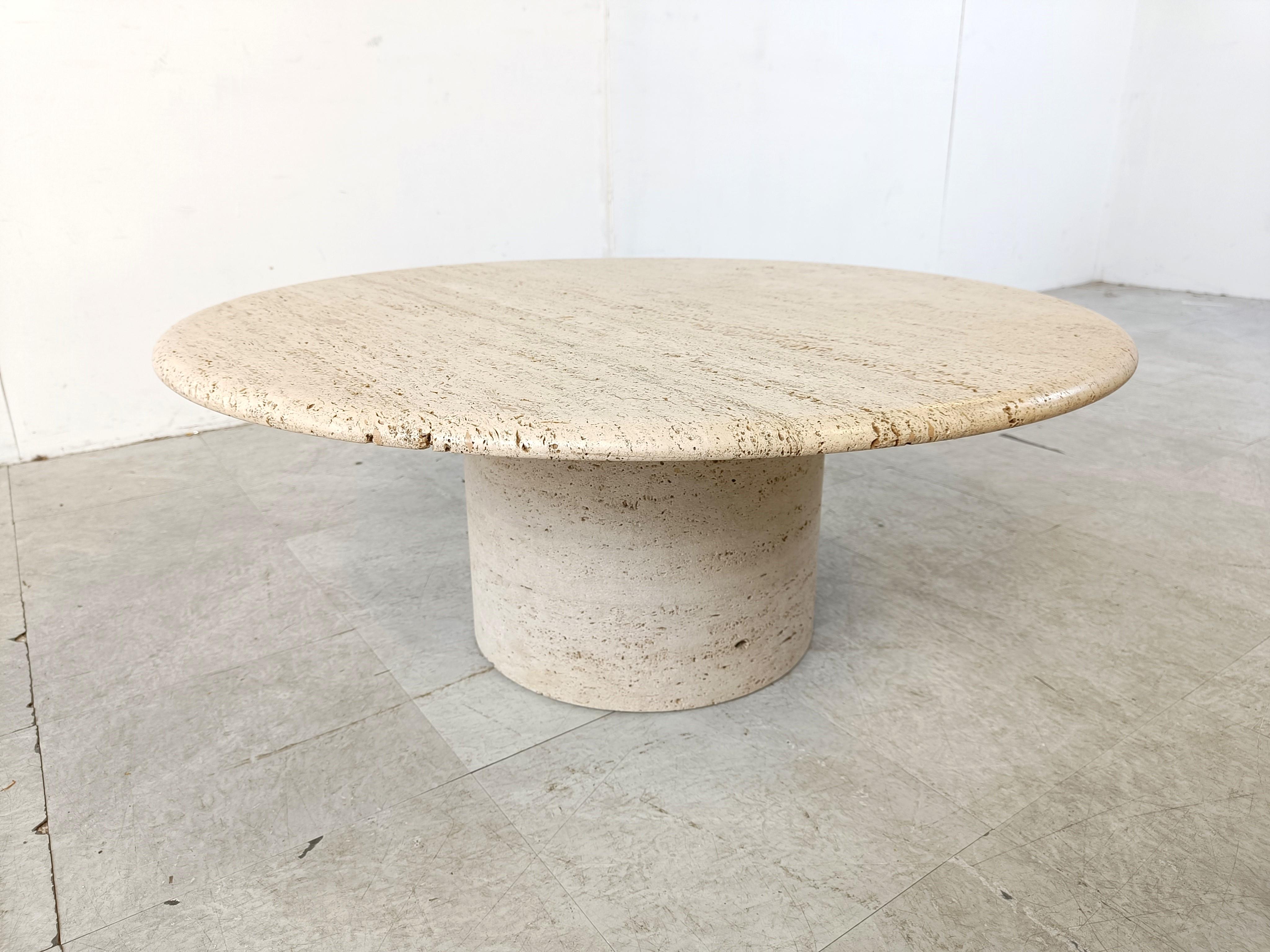 Angelo Mangiarotti Travertine Coffee Table for Up&Up, Italy 3