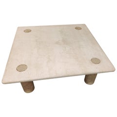 Angelo Mangiarotti Travertine Coffee Table for Up&Up, Italy