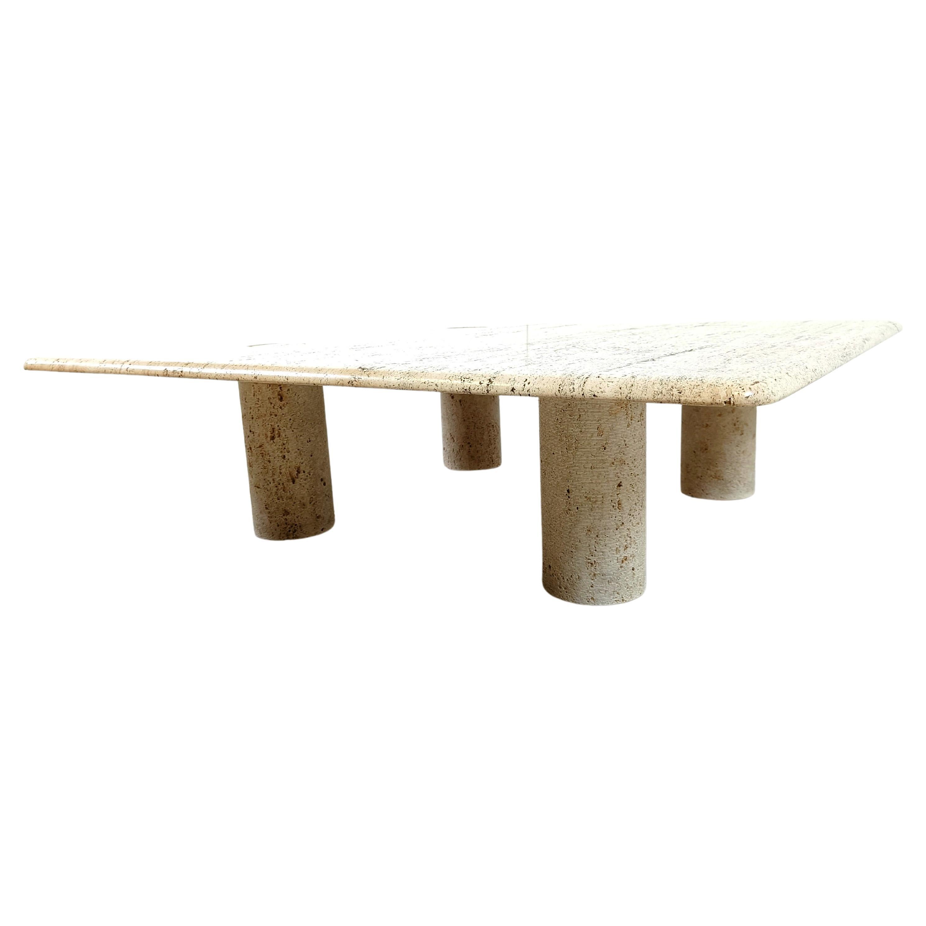 Angelo Mangiarotti Travertine Coffee Table for Up&Up, Italy For Sale