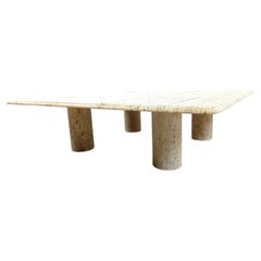 Retro Angelo Mangiarotti Travertine Coffee Table for Up&Up, Italy