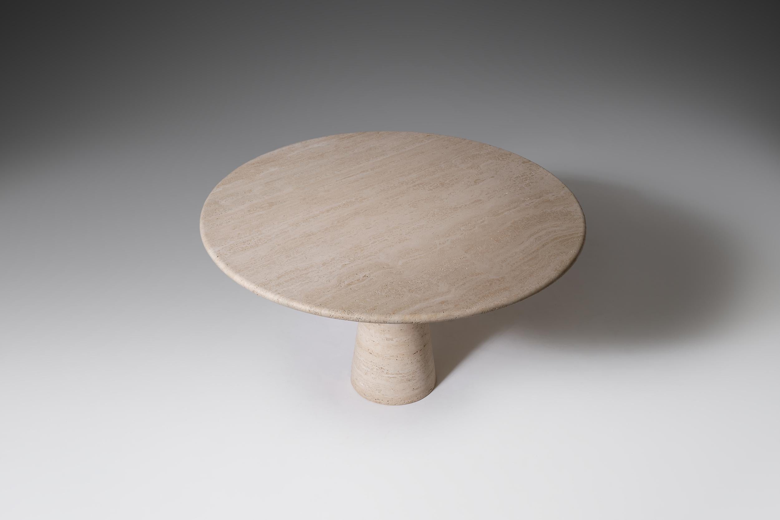 20th Century Angelo Mangiarotti Travertine Dining Table for Skipper, Italy, 1970s