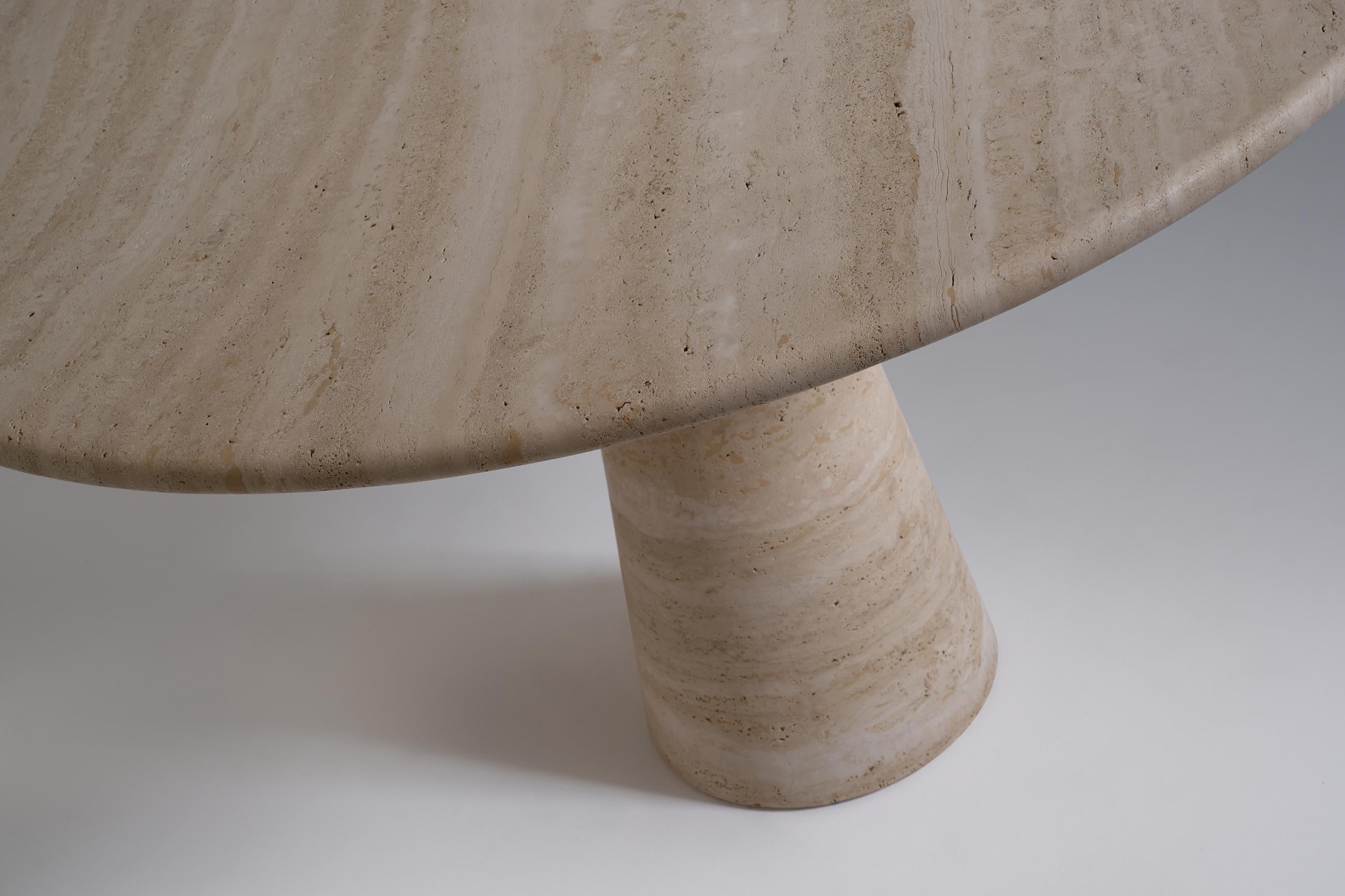 20th Century Angelo Mangiarotti Travertine Dining Table for Skipper, Italy, 1970s
