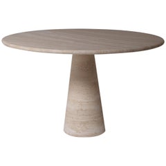 Angelo Mangiarotti Travertine Dining Table for Skipper, Italy, 1970s