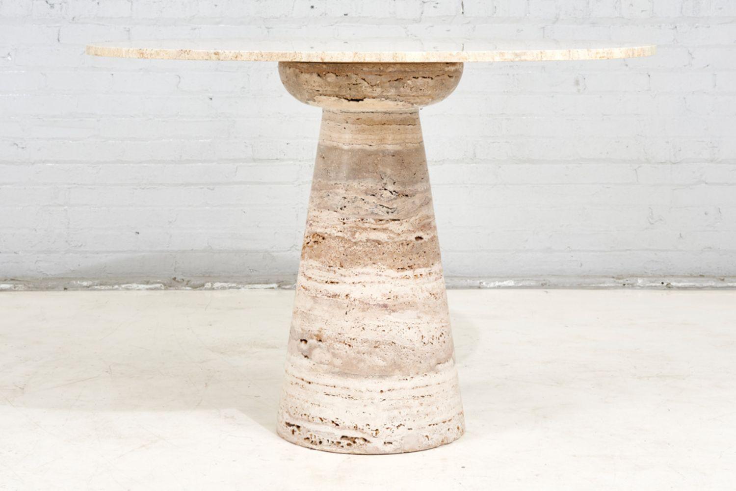 Angelo Mangiarotti Travertine Pedestal Dining Table, Italy, 1970 For