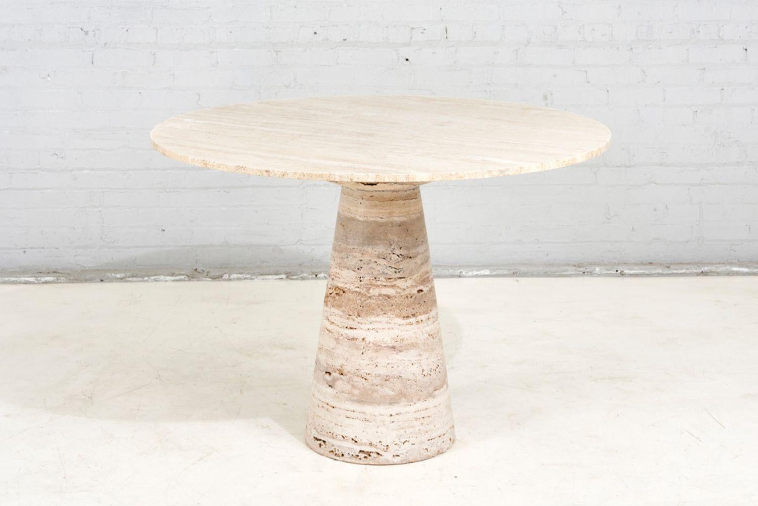 Mid-Century Modern Angelo Mangiarotti Travertine Pedestal Dining Table, Italy, 1970