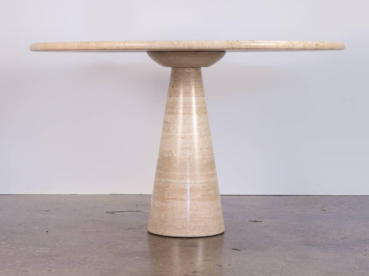 Mid-Century Modern Angelo Mangiarotti Travertine Pedestal Dining Table