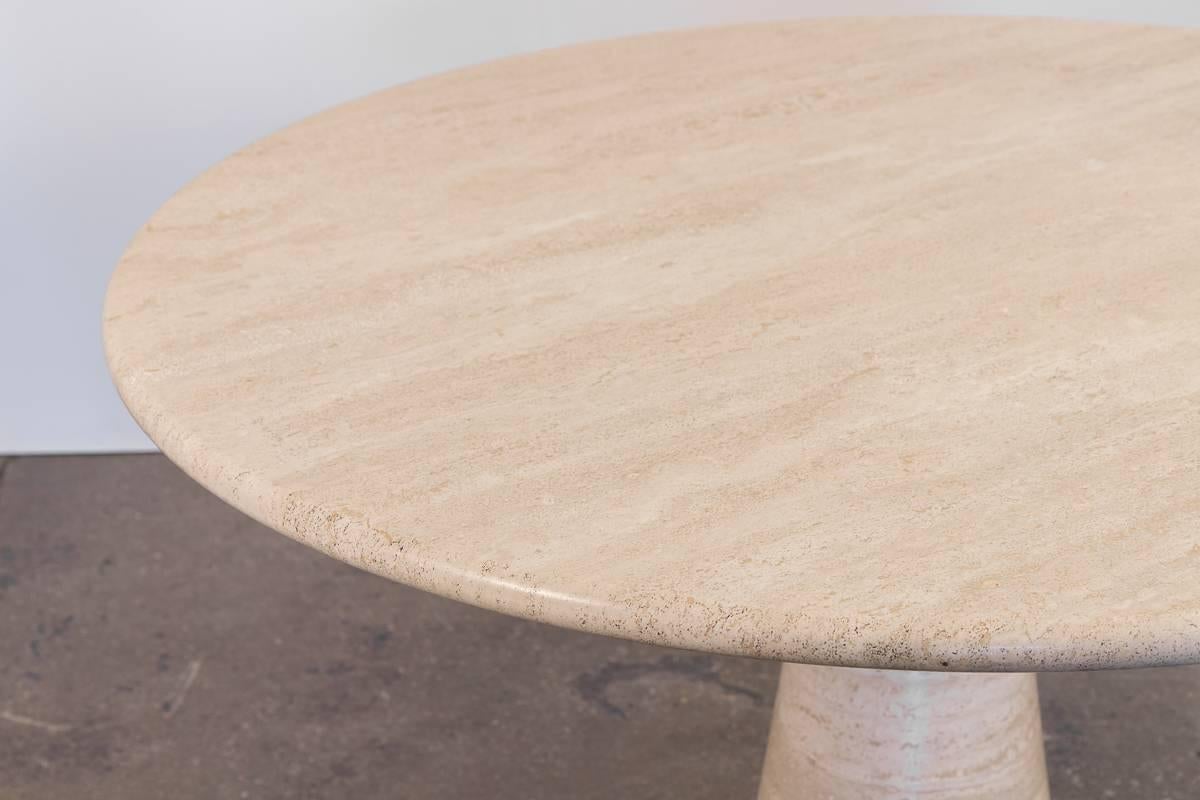 Angelo Mangiarotti Travertine Pedestal Dining Table In Excellent Condition In Brooklyn, NY