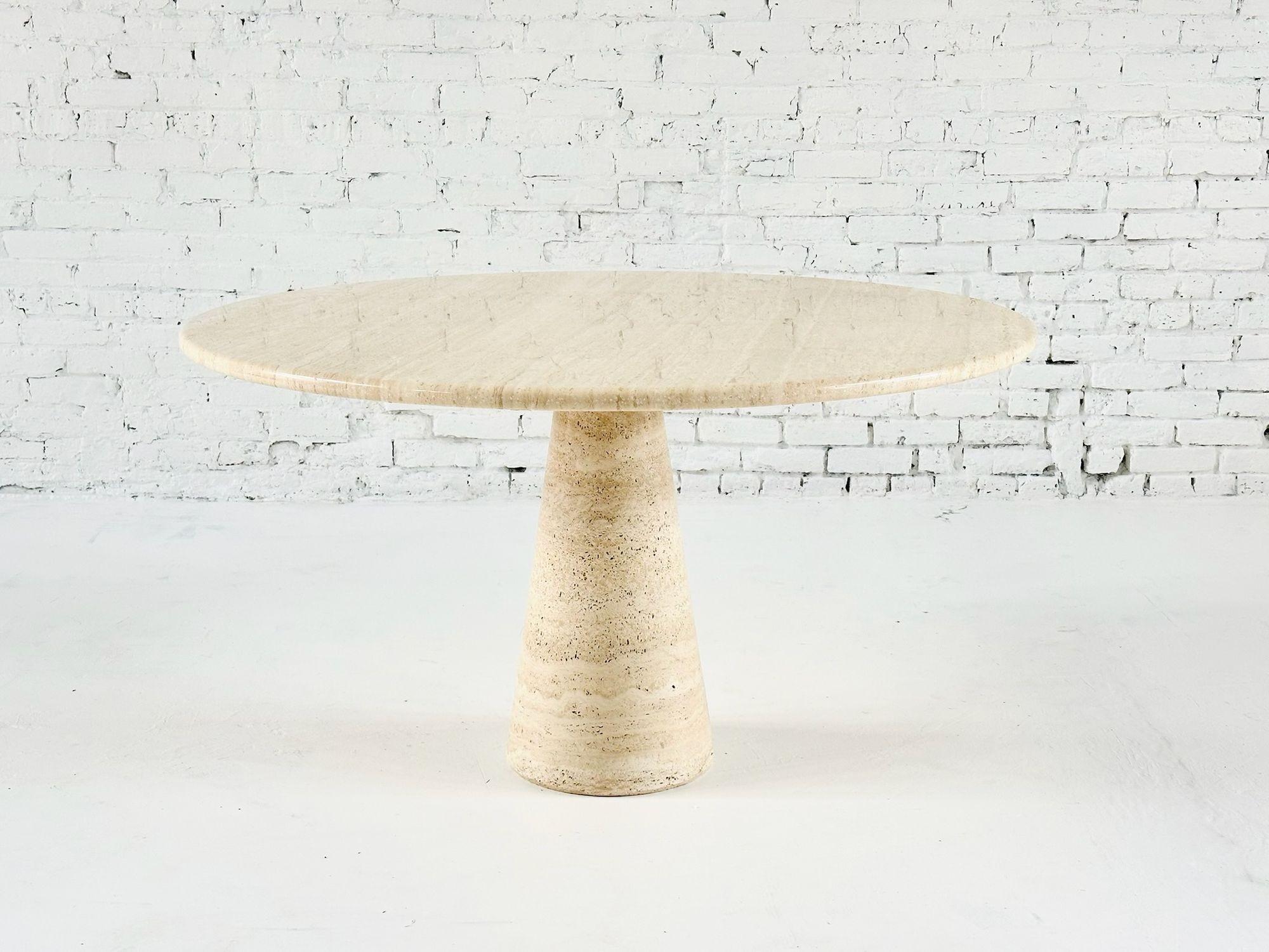 Angelo Mangiarotti Mesa de comedor con pedestal de travertino, Italia 1970 en venta 4