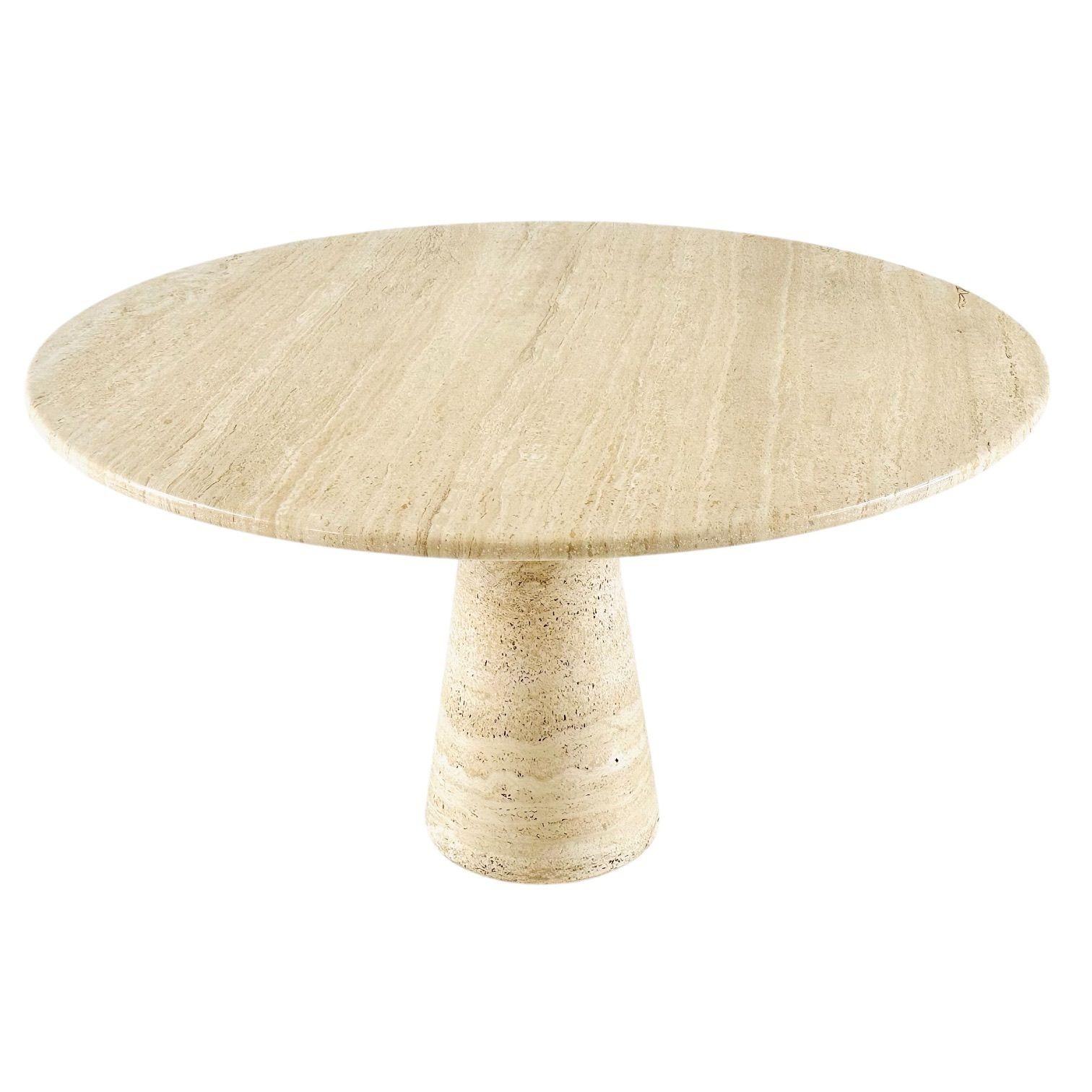 Angelo Mangiarotti Mesa de comedor con pedestal de travertino, Italia 1970 Moderno de mediados de siglo en venta