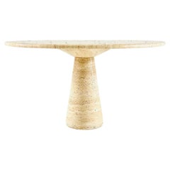 Angelo Mangiarotti Mesa de comedor con pedestal de travertino, Italia 1970