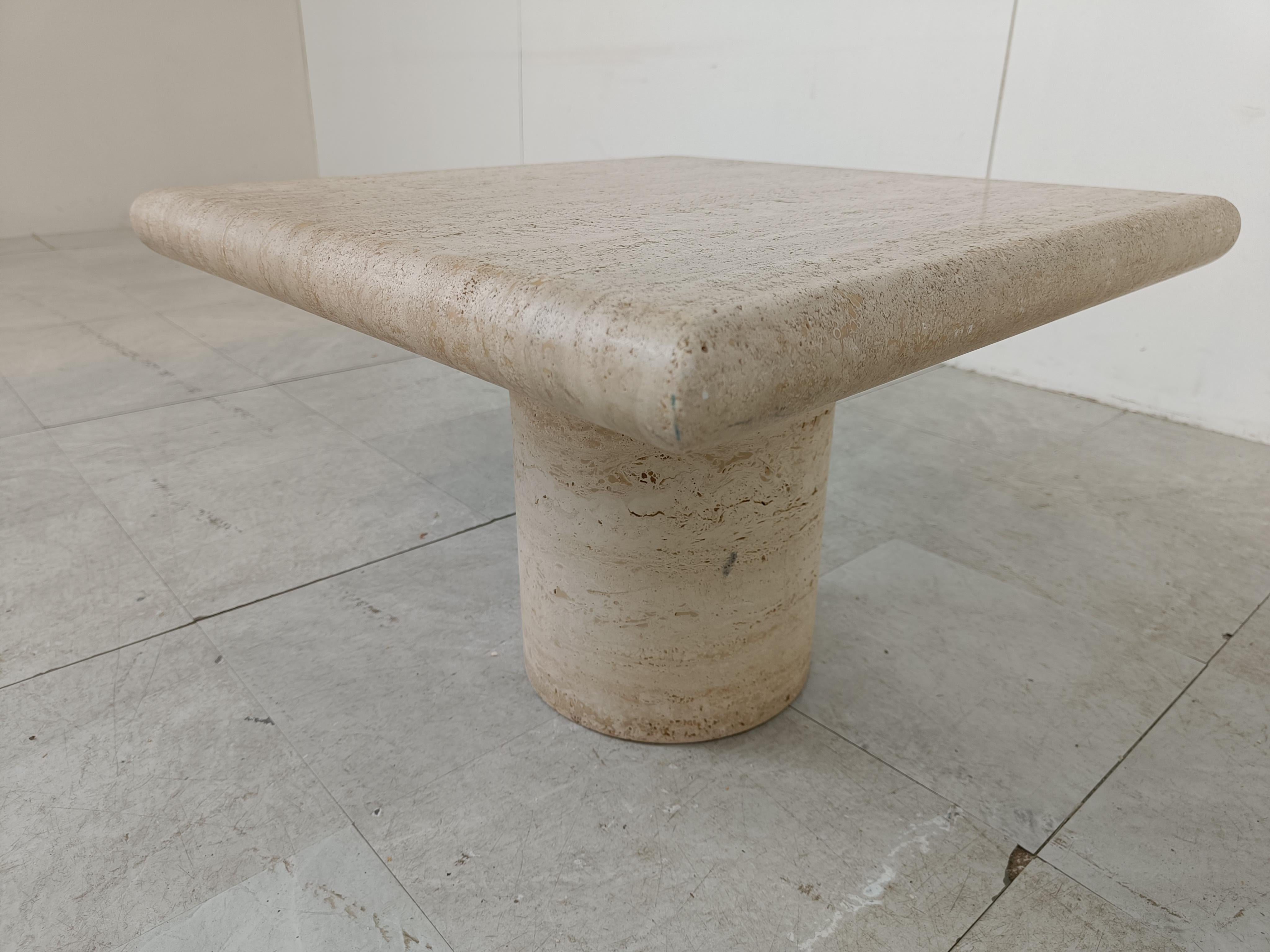 Angelo Mangiarotti Travertine side Table for Up&Up, Italy 4