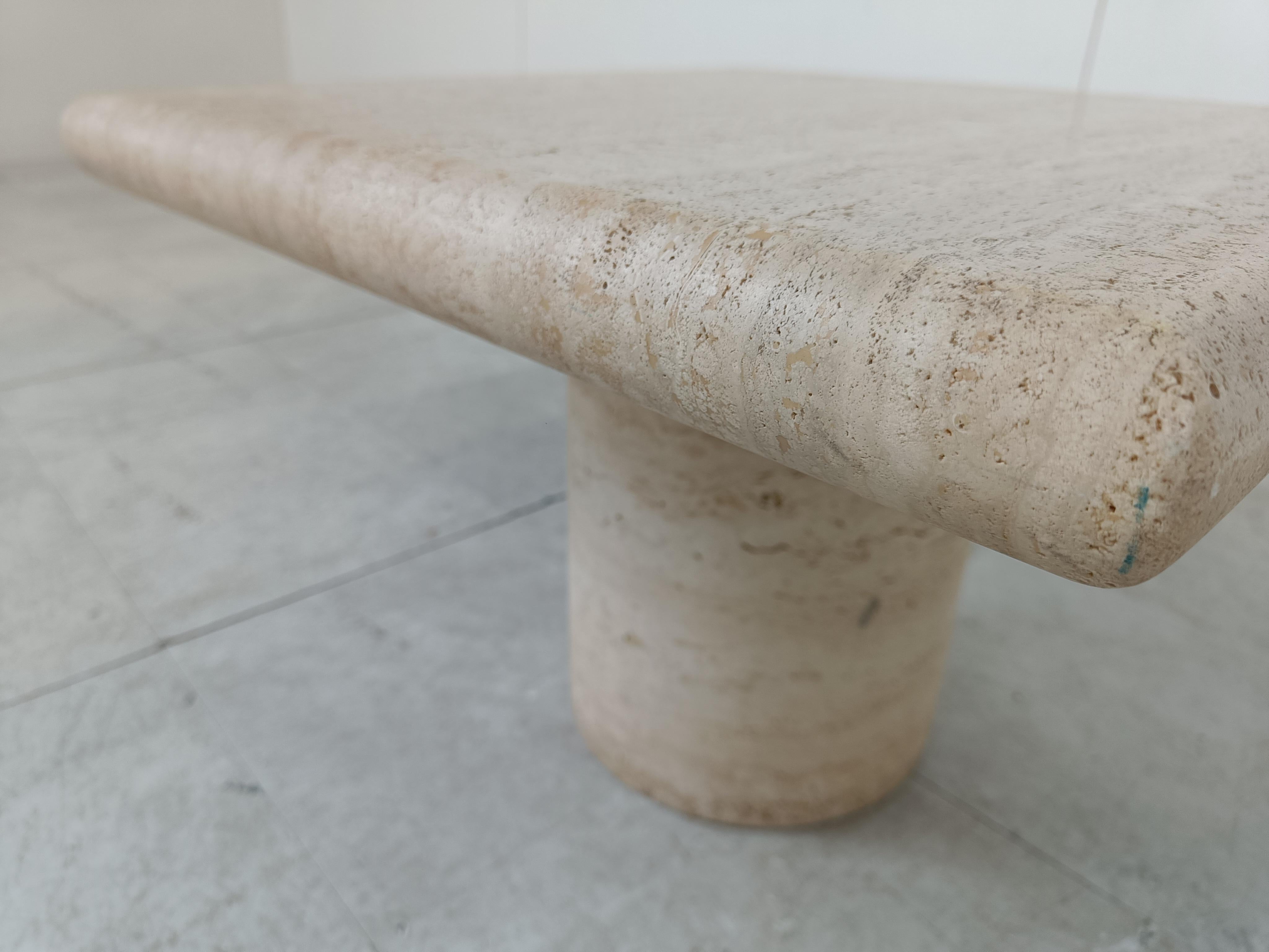 Angelo Mangiarotti Travertine side Table for Up&Up, Italy 5