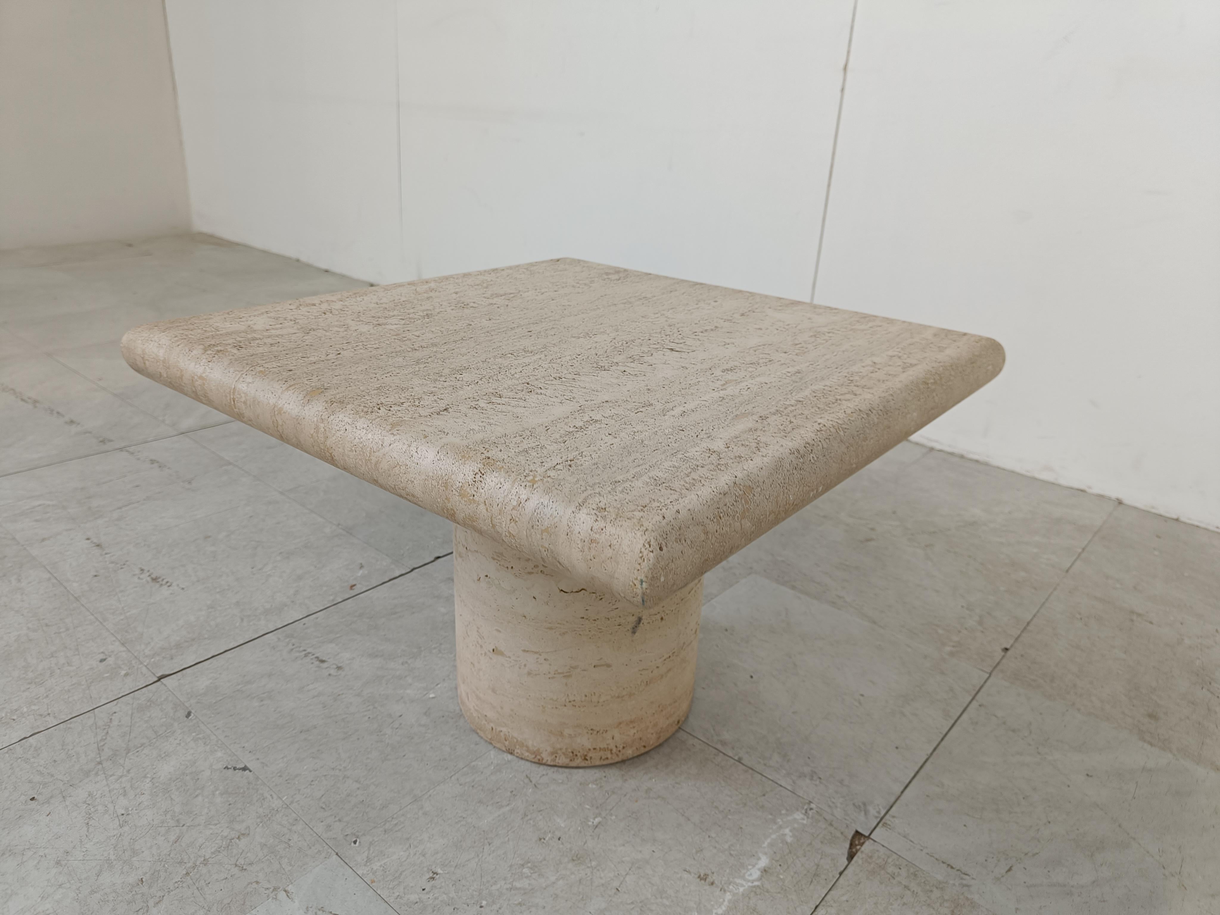 Angelo Mangiarotti Travertine side Table for Up&Up, Italy 2